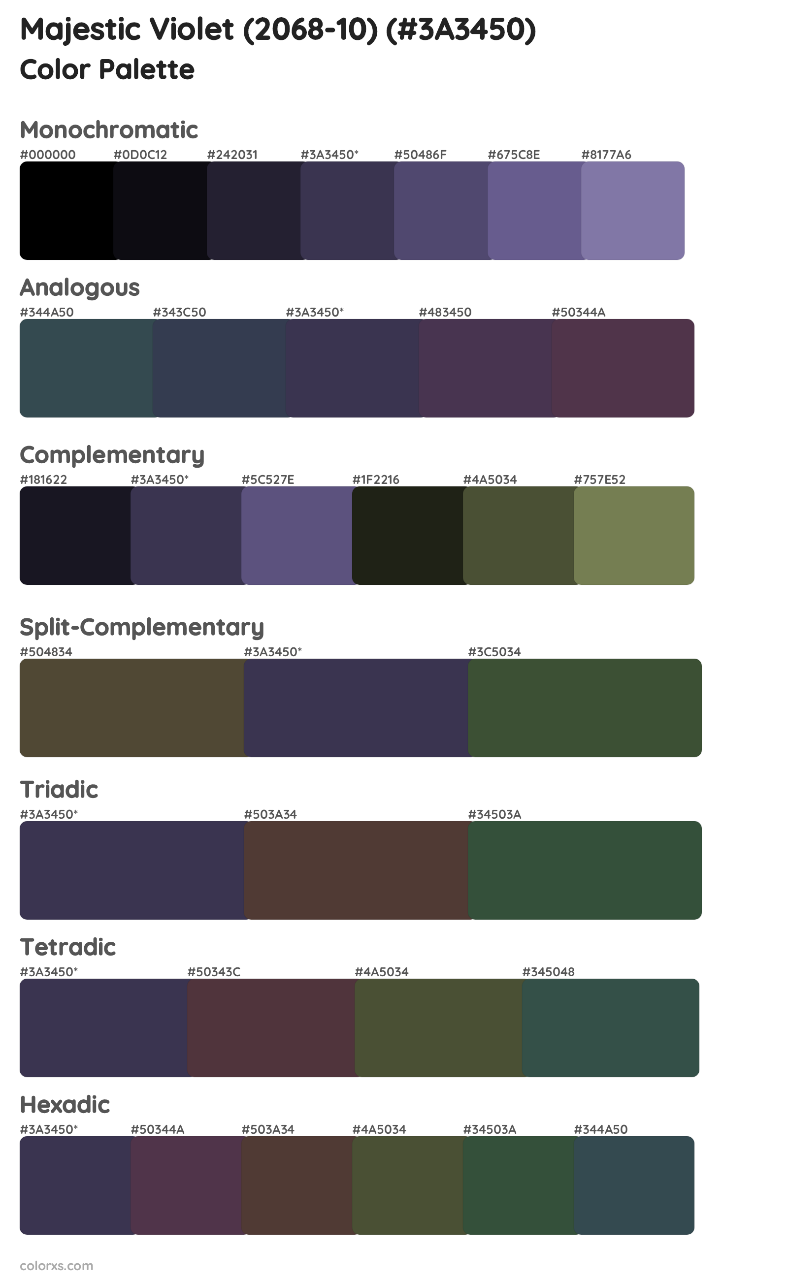 Majestic Violet (2068-10) Color Scheme Palettes