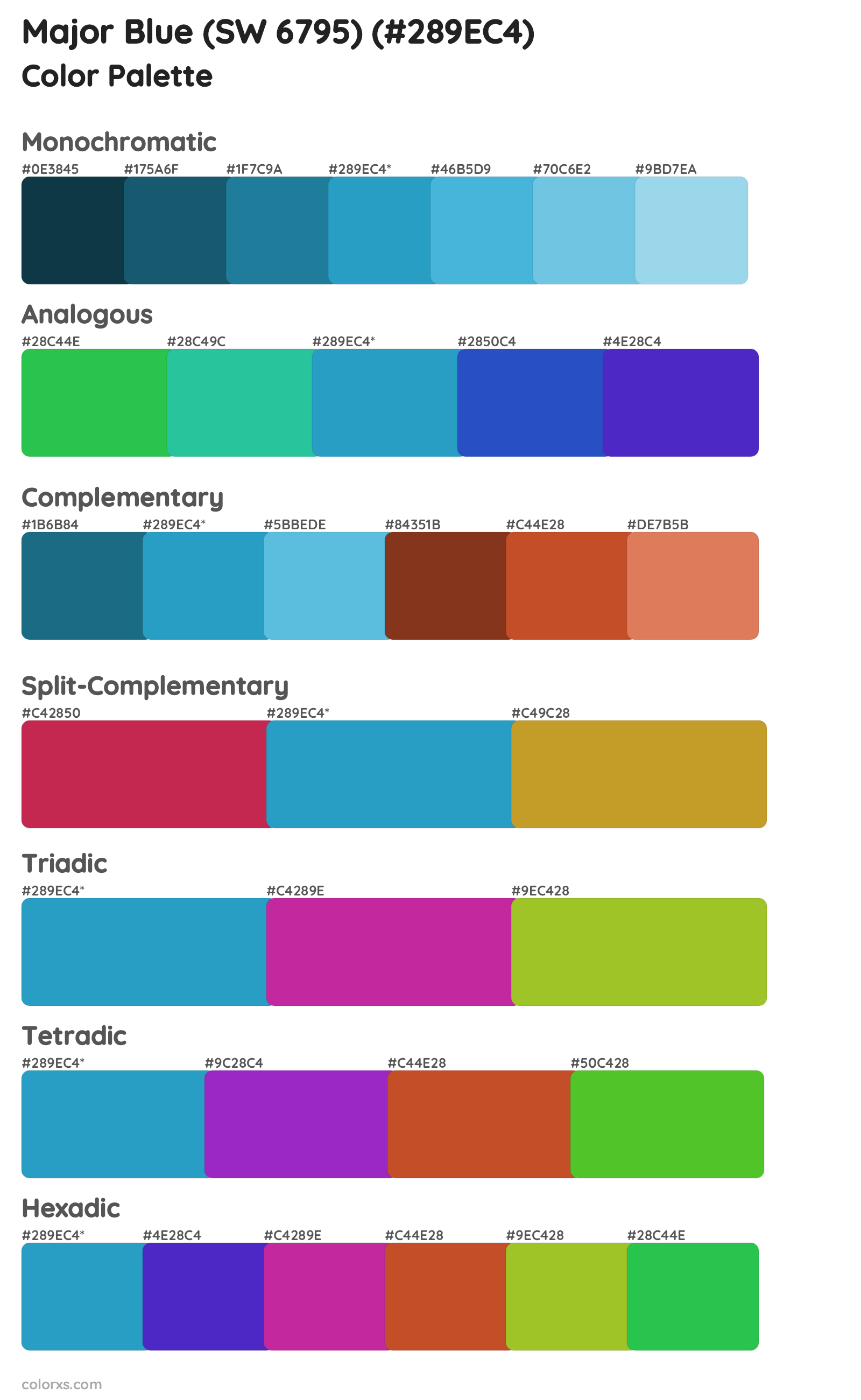 Major Blue (SW 6795) Color Scheme Palettes