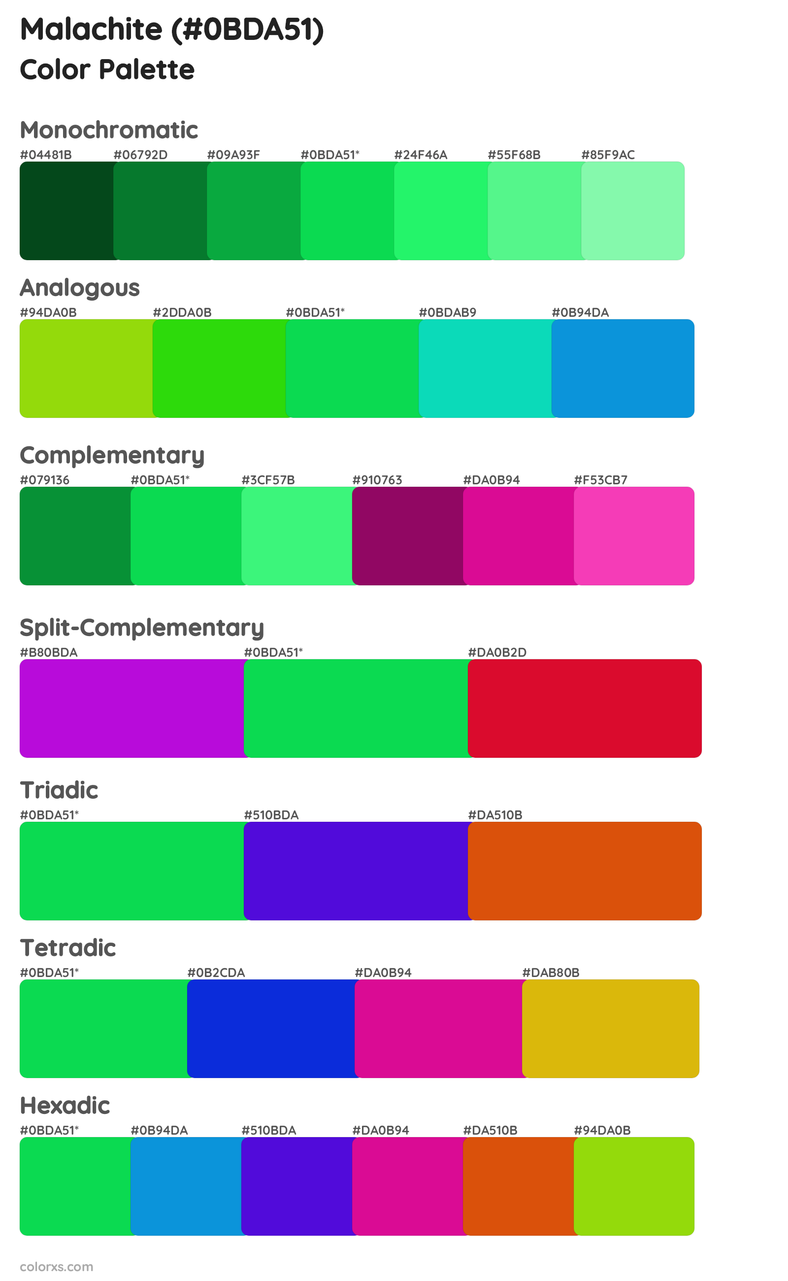 Malachite Color Scheme Palettes