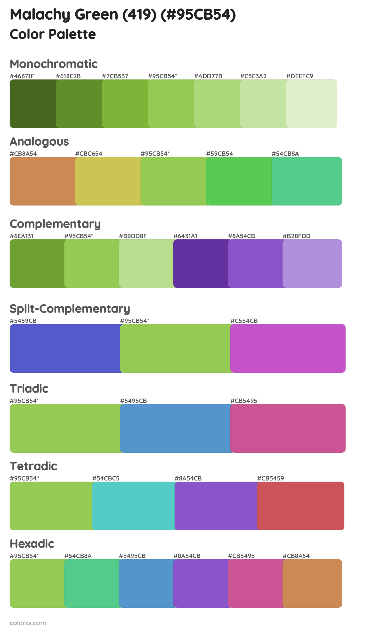 Malachy Green (419) Color Scheme Palettes