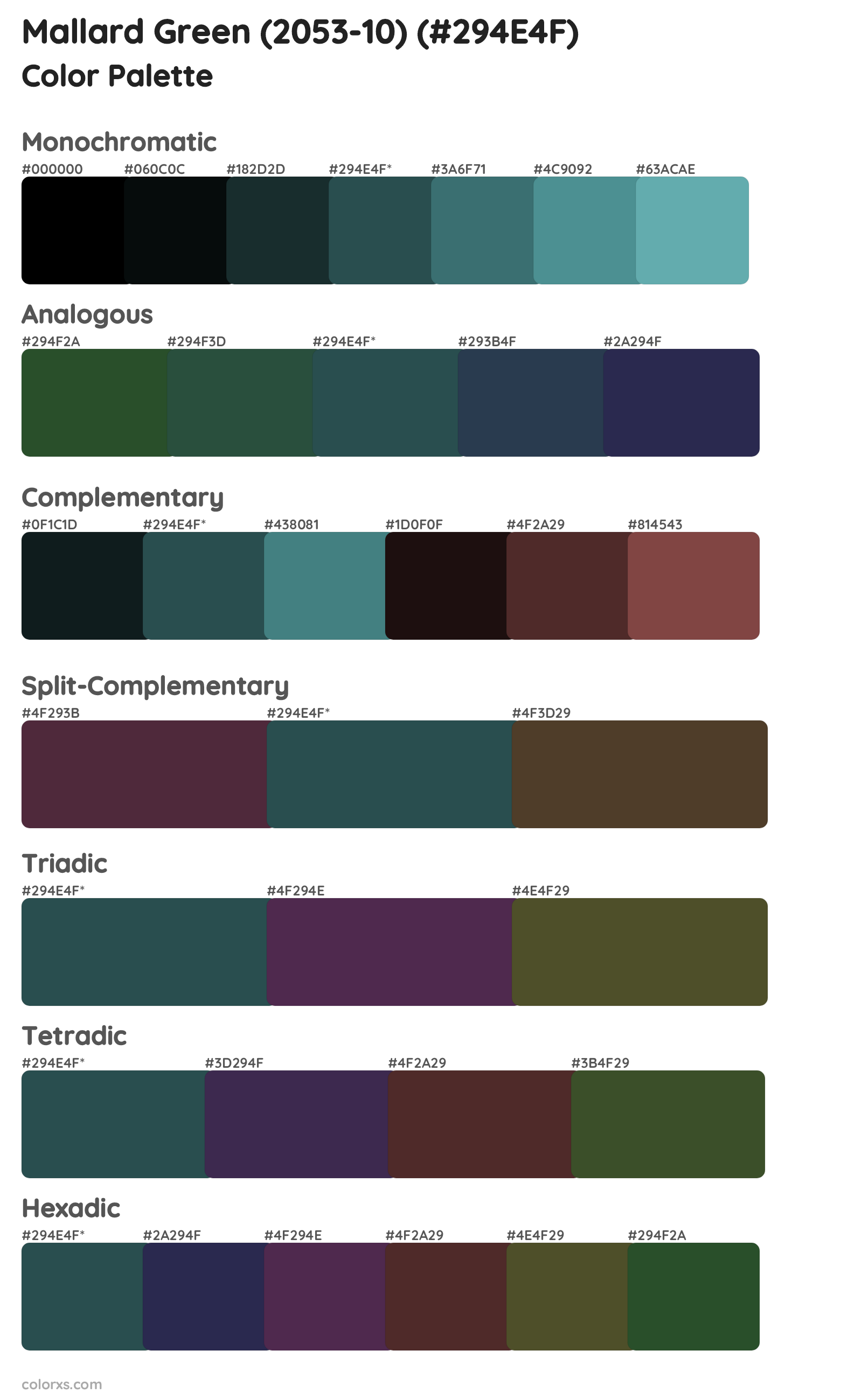 Mallard Green (2053-10) Color Scheme Palettes