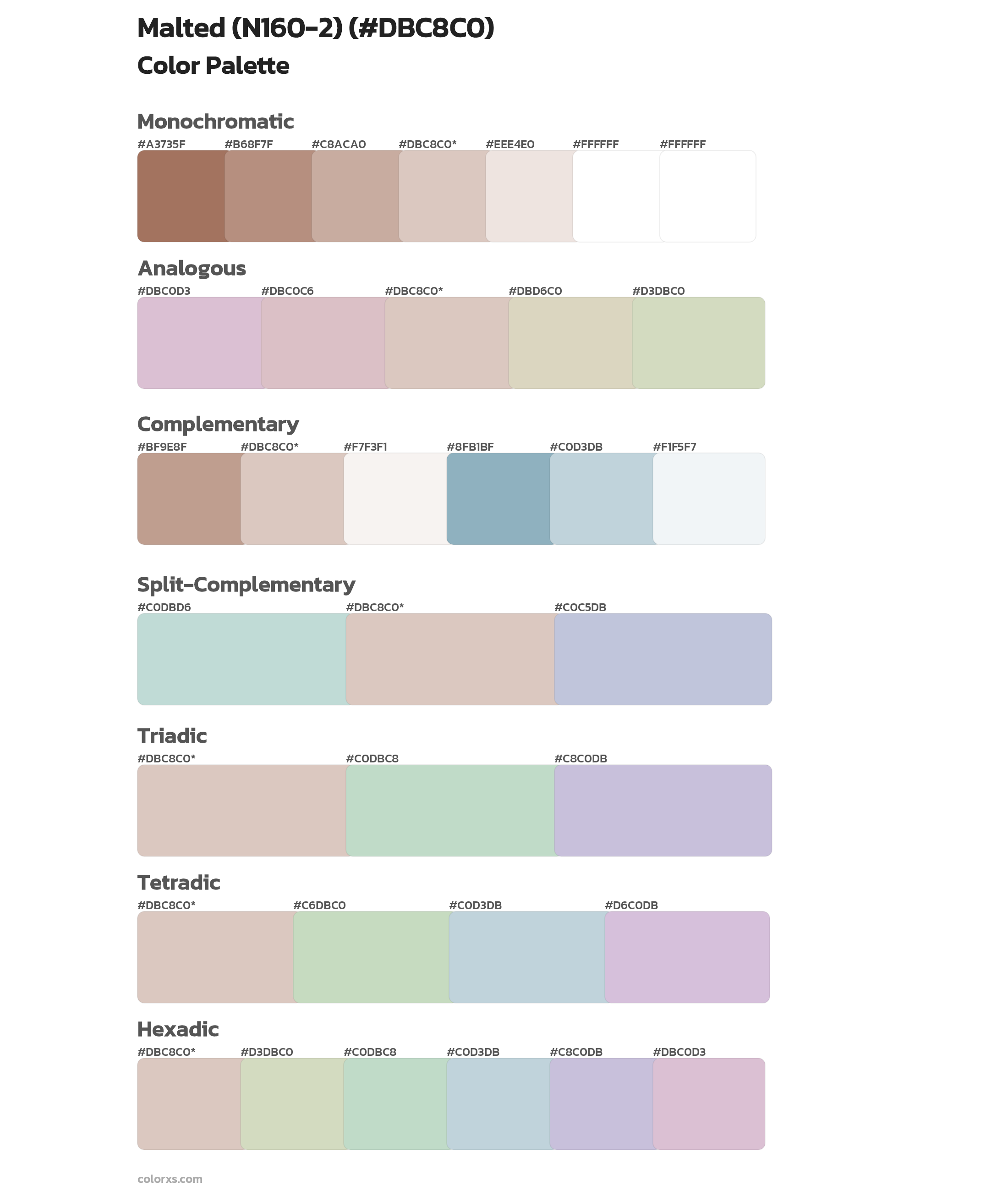 Malted (N160-2) Color Scheme Palettes