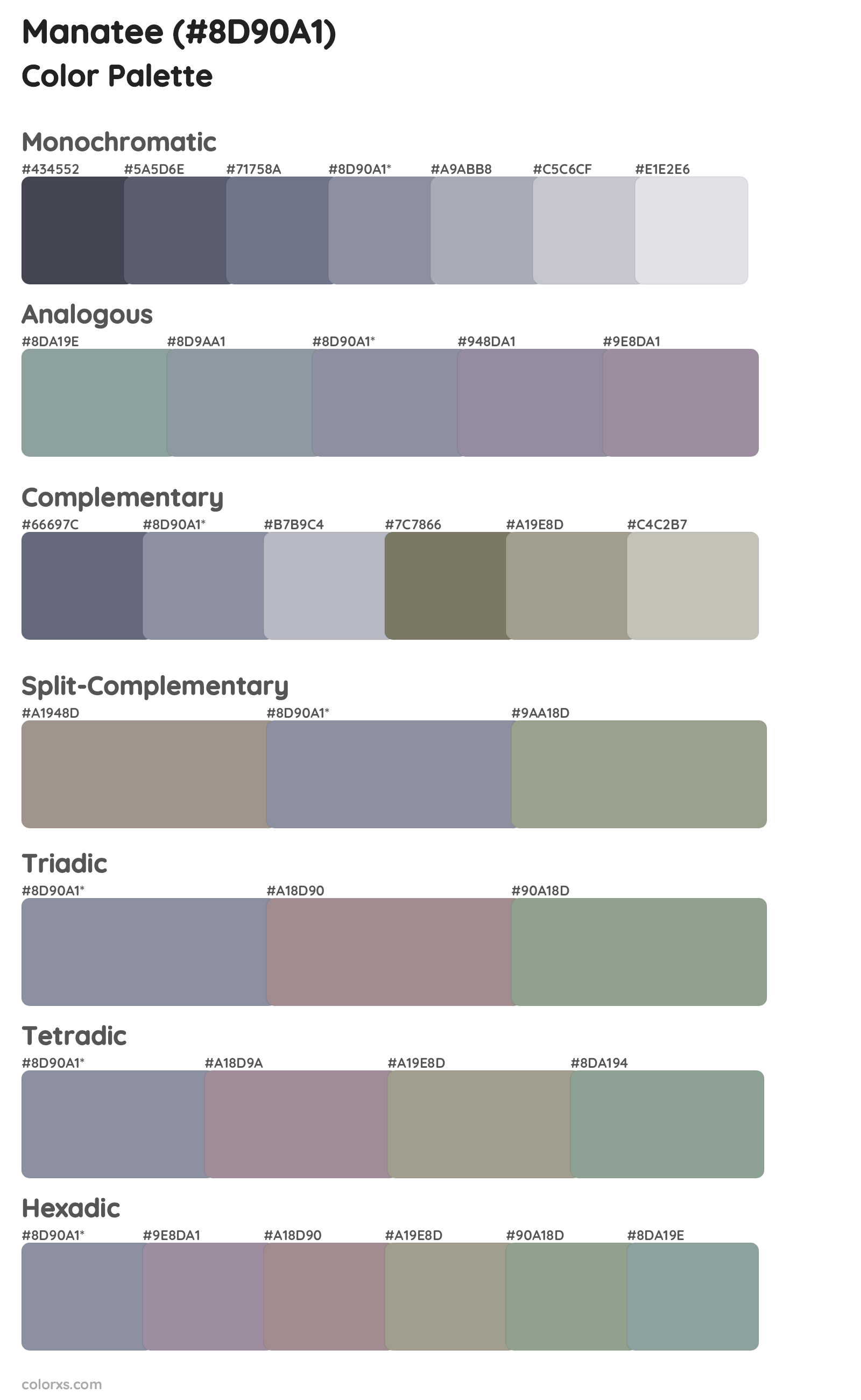 Manatee Color Scheme Palettes