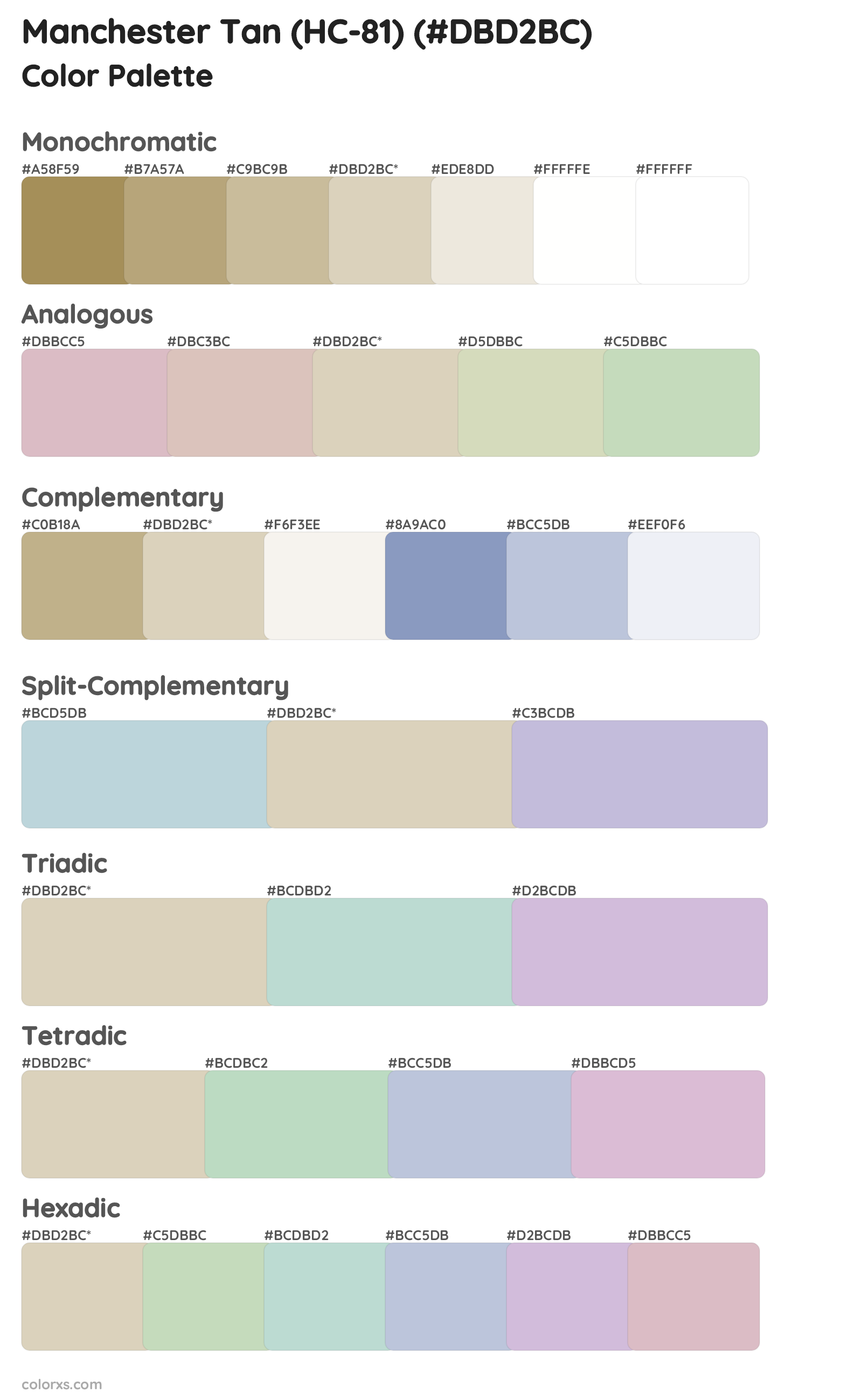 Manchester Tan (HC-81) Color Scheme Palettes
