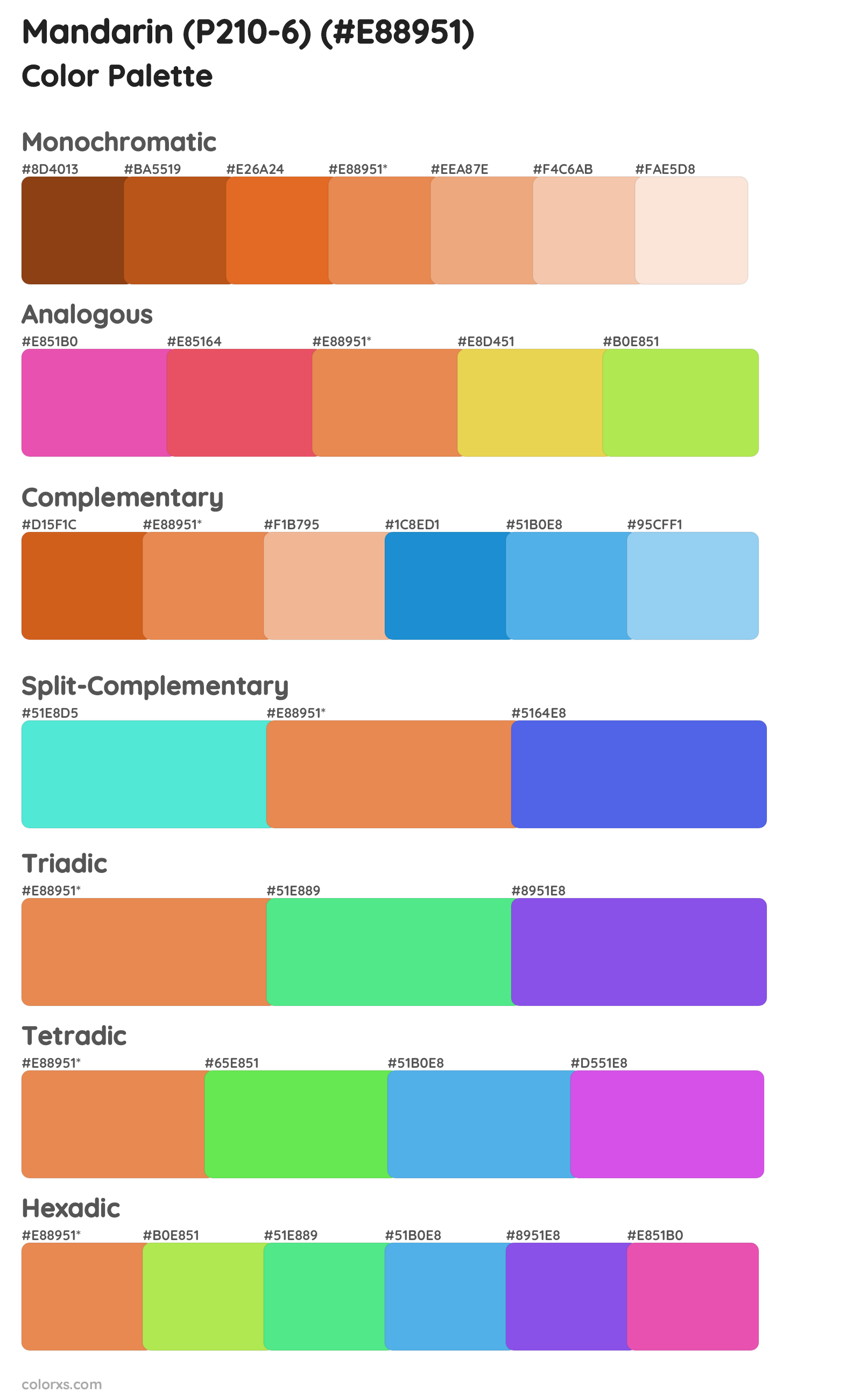 Mandarin (P210-6) Color Scheme Palettes