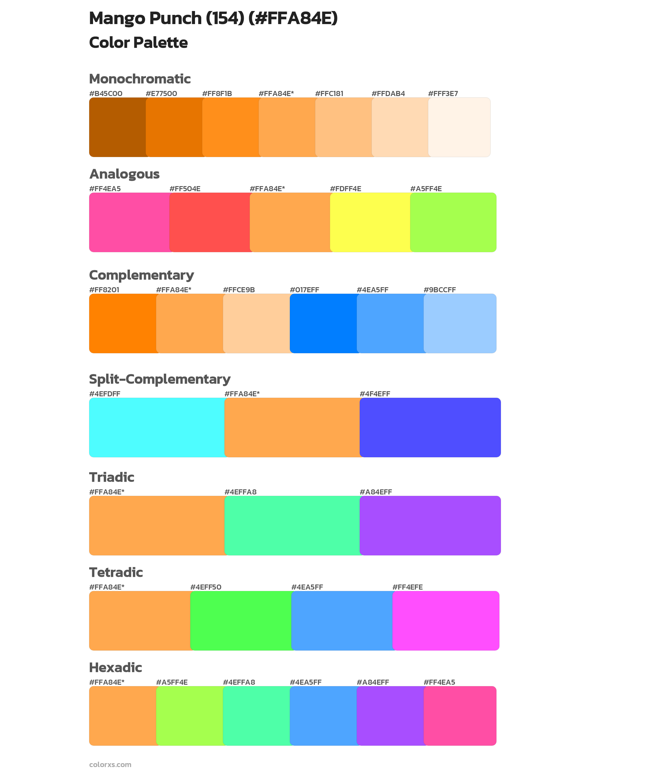 Mango Punch (154) Color Scheme Palettes