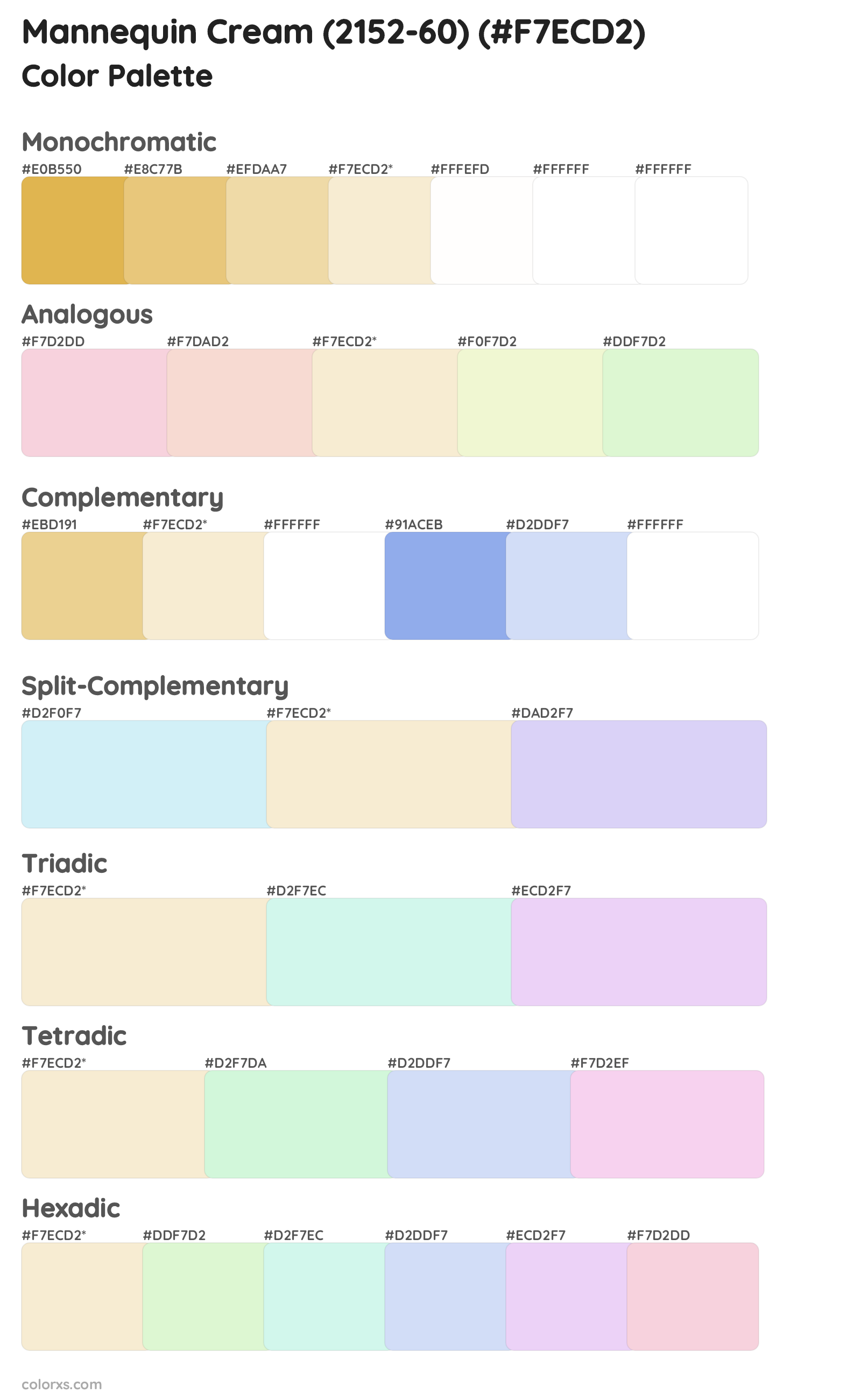 Mannequin Cream (2152-60) Color Scheme Palettes