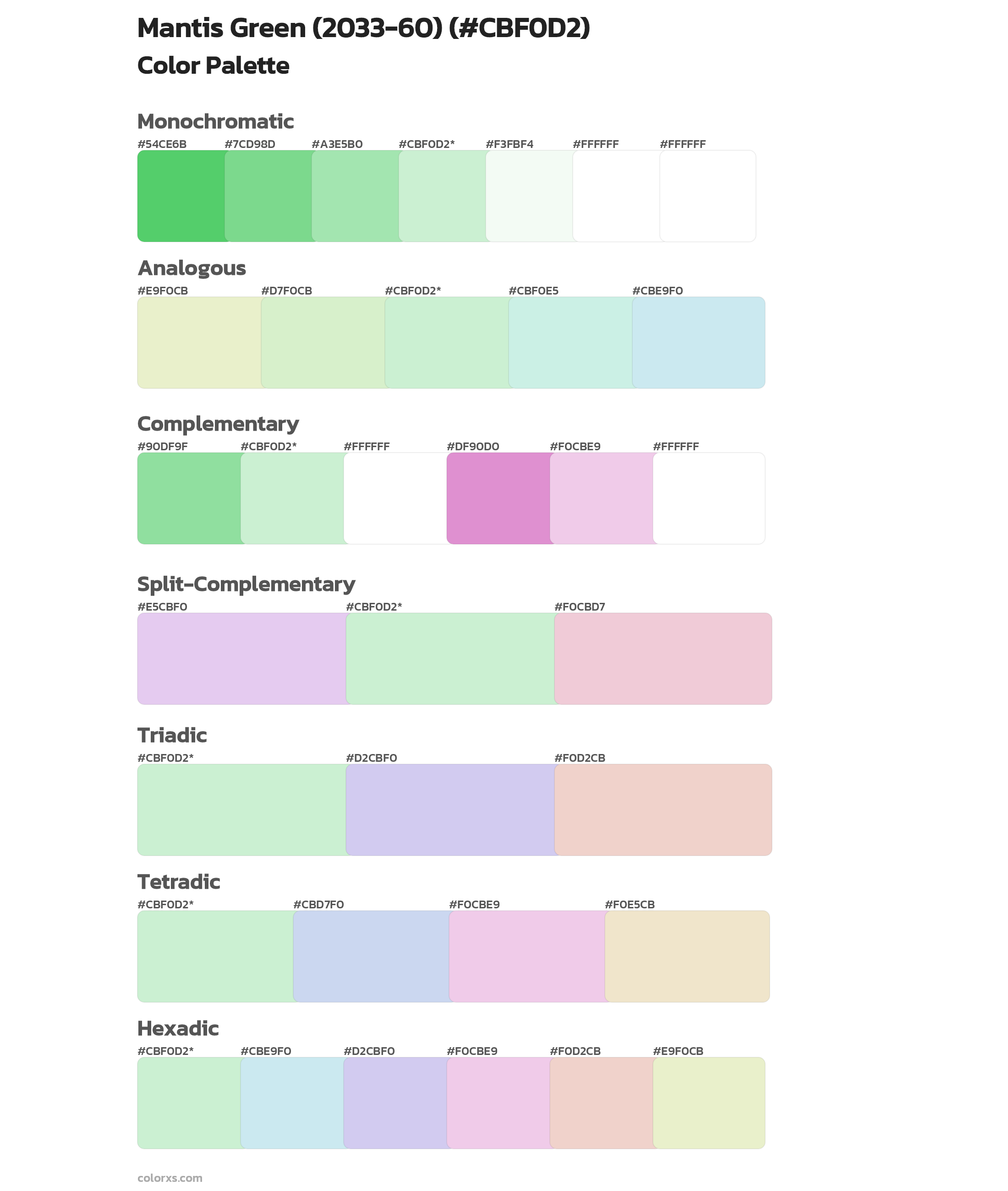 Mantis Green (2033-60) Color Scheme Palettes