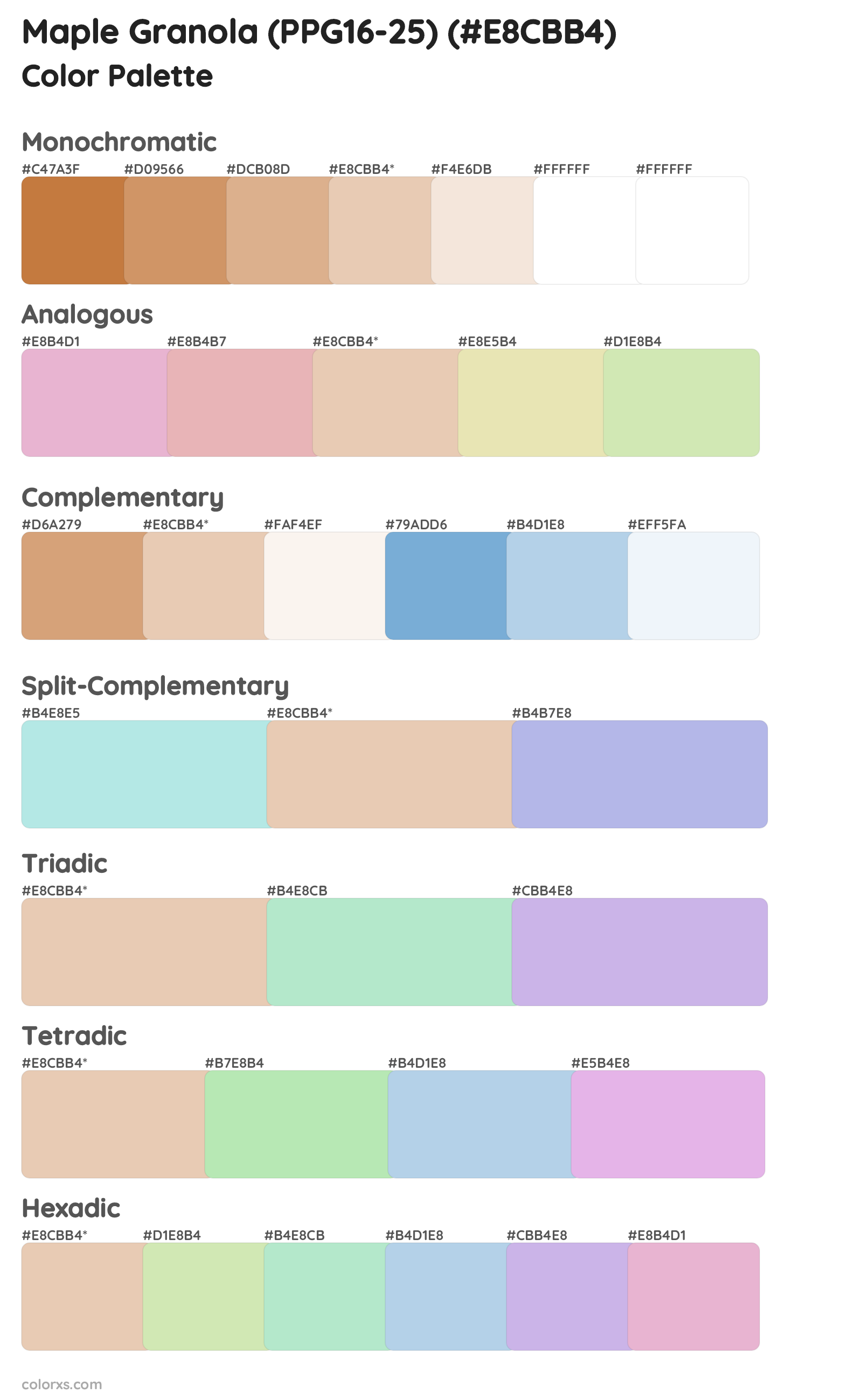 Maple Granola (PPG16-25) Color Scheme Palettes