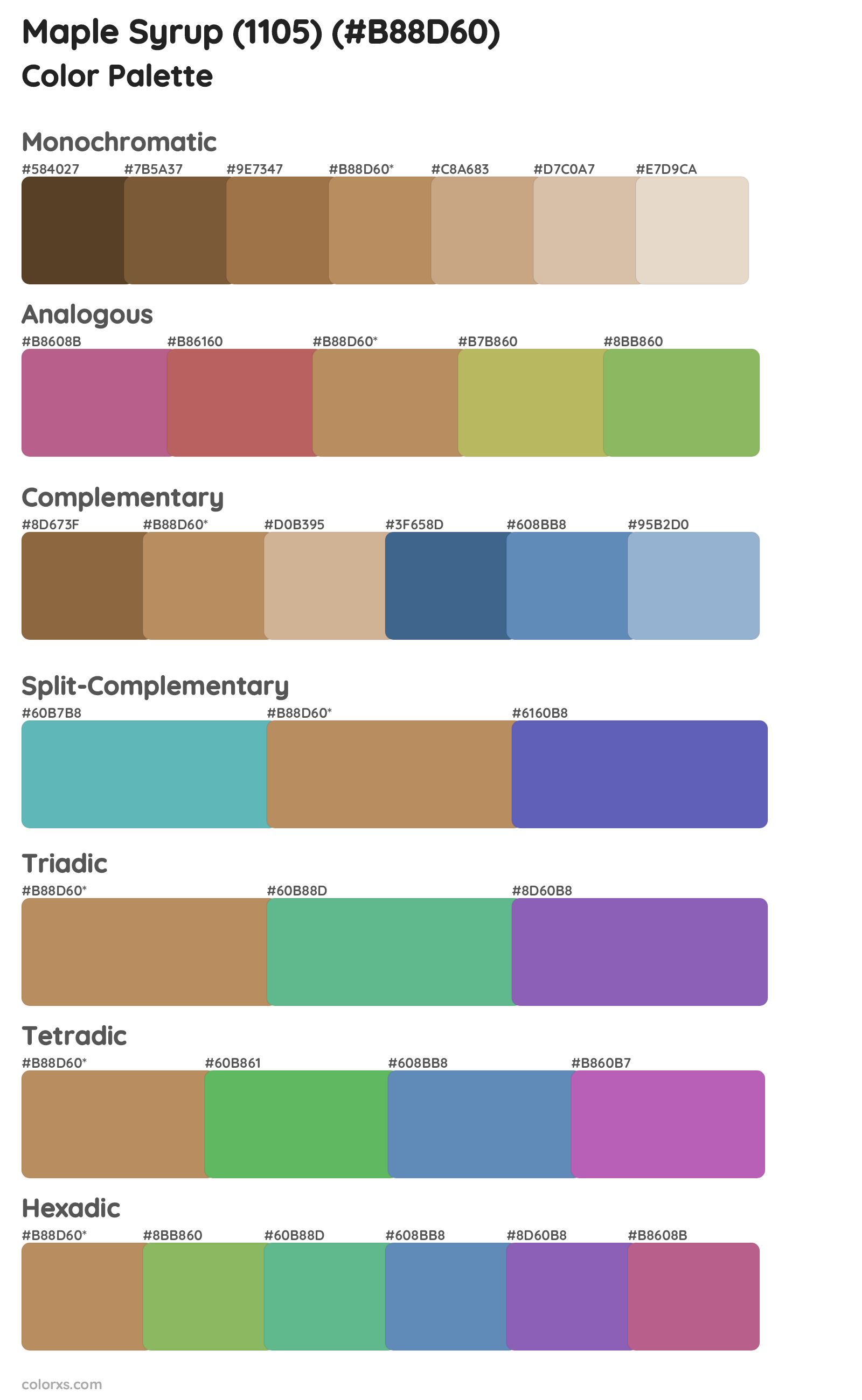 Maple Syrup (1105) Color Scheme Palettes