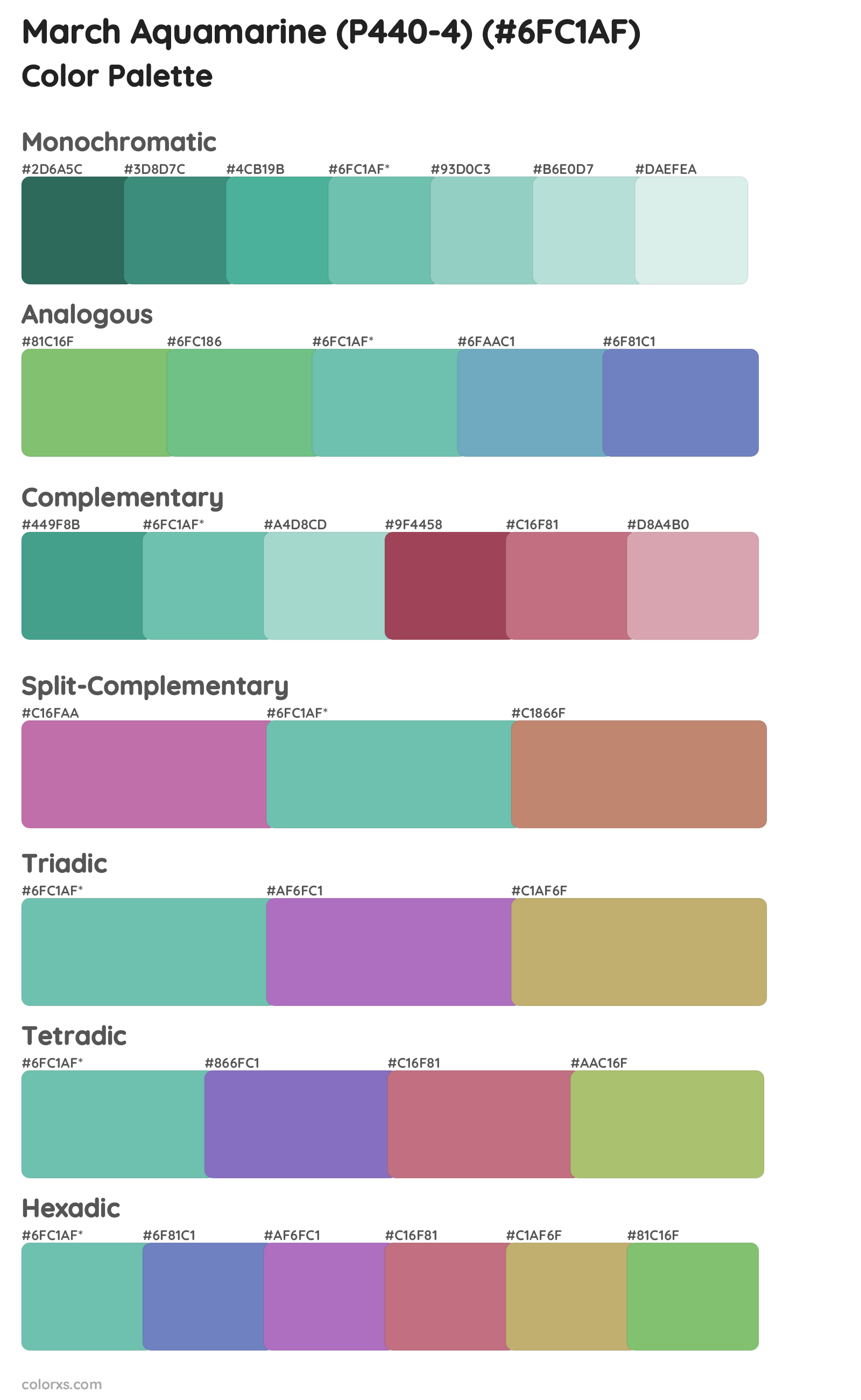 March Aquamarine (P440-4) Color Scheme Palettes