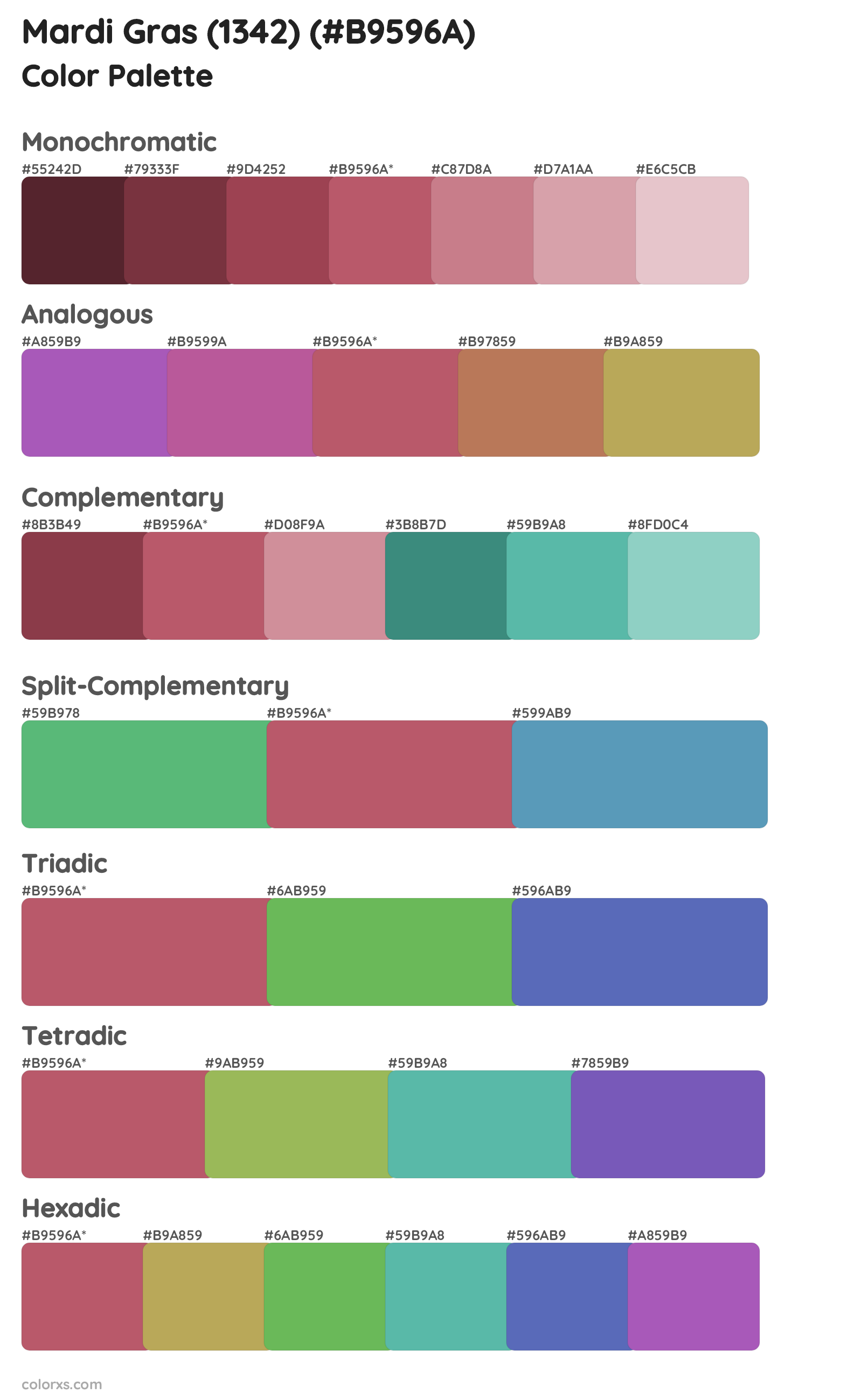 Mardi Gras (1342) Color Scheme Palettes