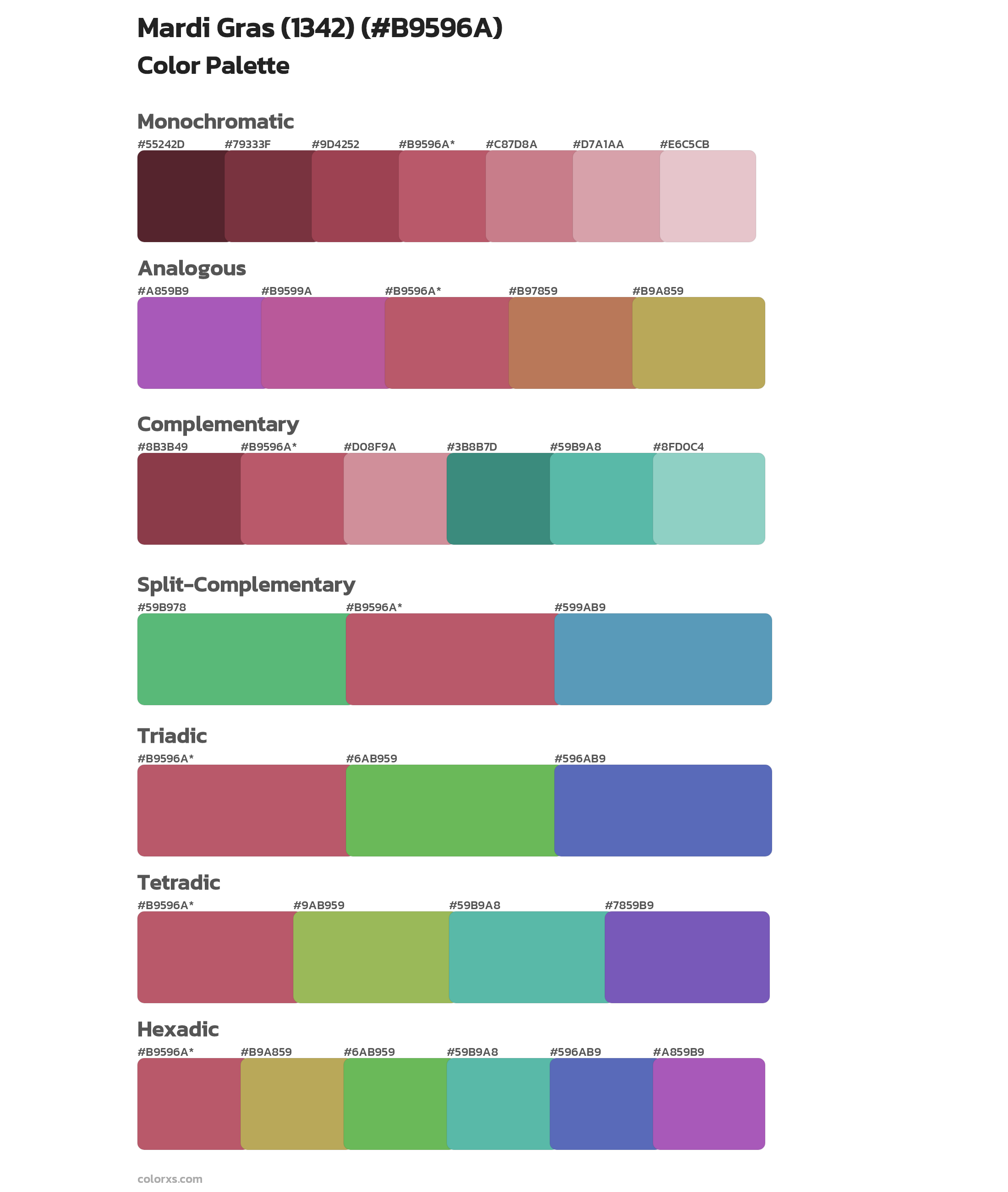 Mardi Gras (1342) Color Scheme Palettes