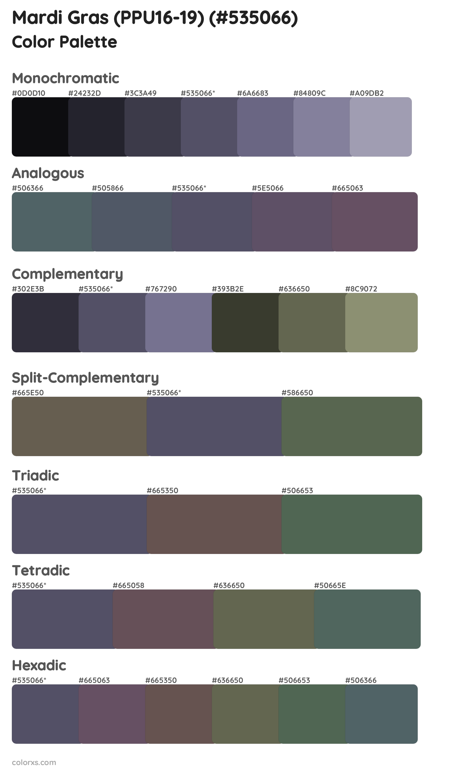 Mardi Gras (PPU16-19) Color Scheme Palettes