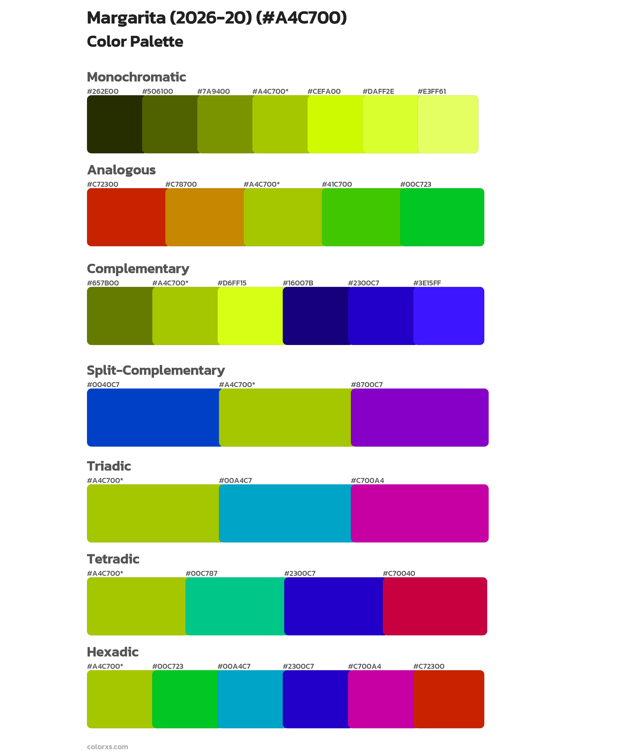 Margarita (2026-20) Color Scheme Palettes