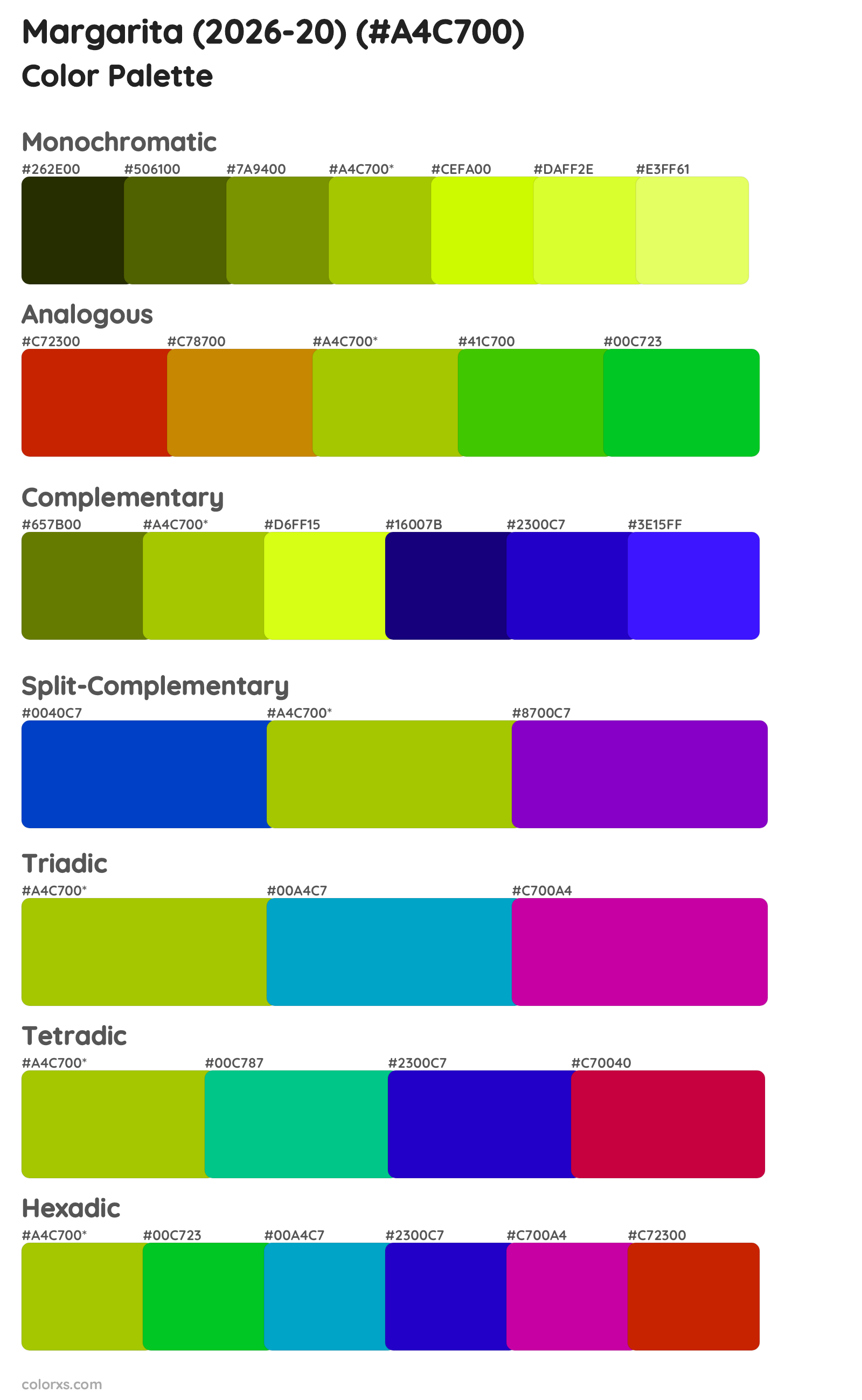 Margarita (2026-20) Color Scheme Palettes