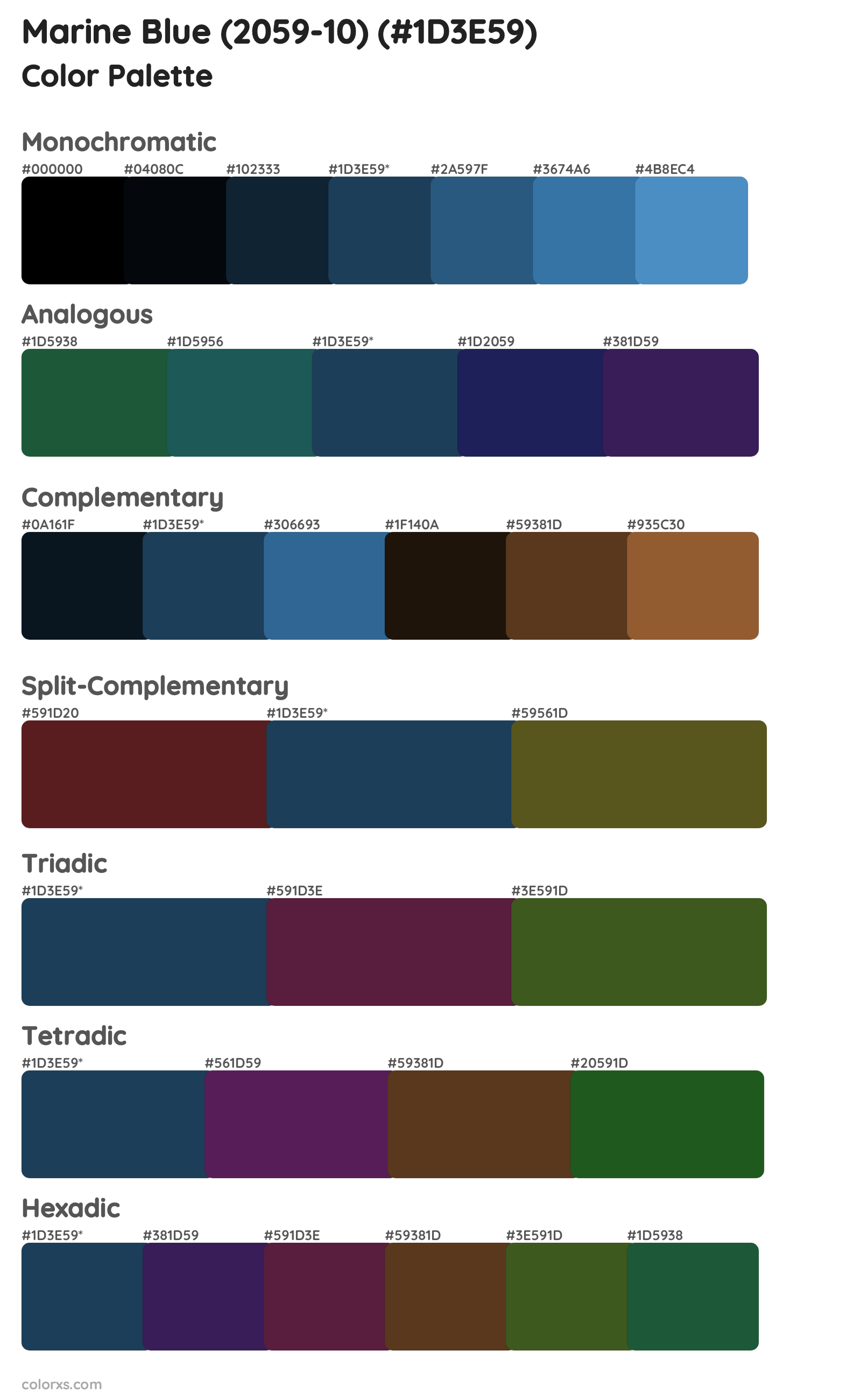 Marine Blue (2059-10) Color Scheme Palettes