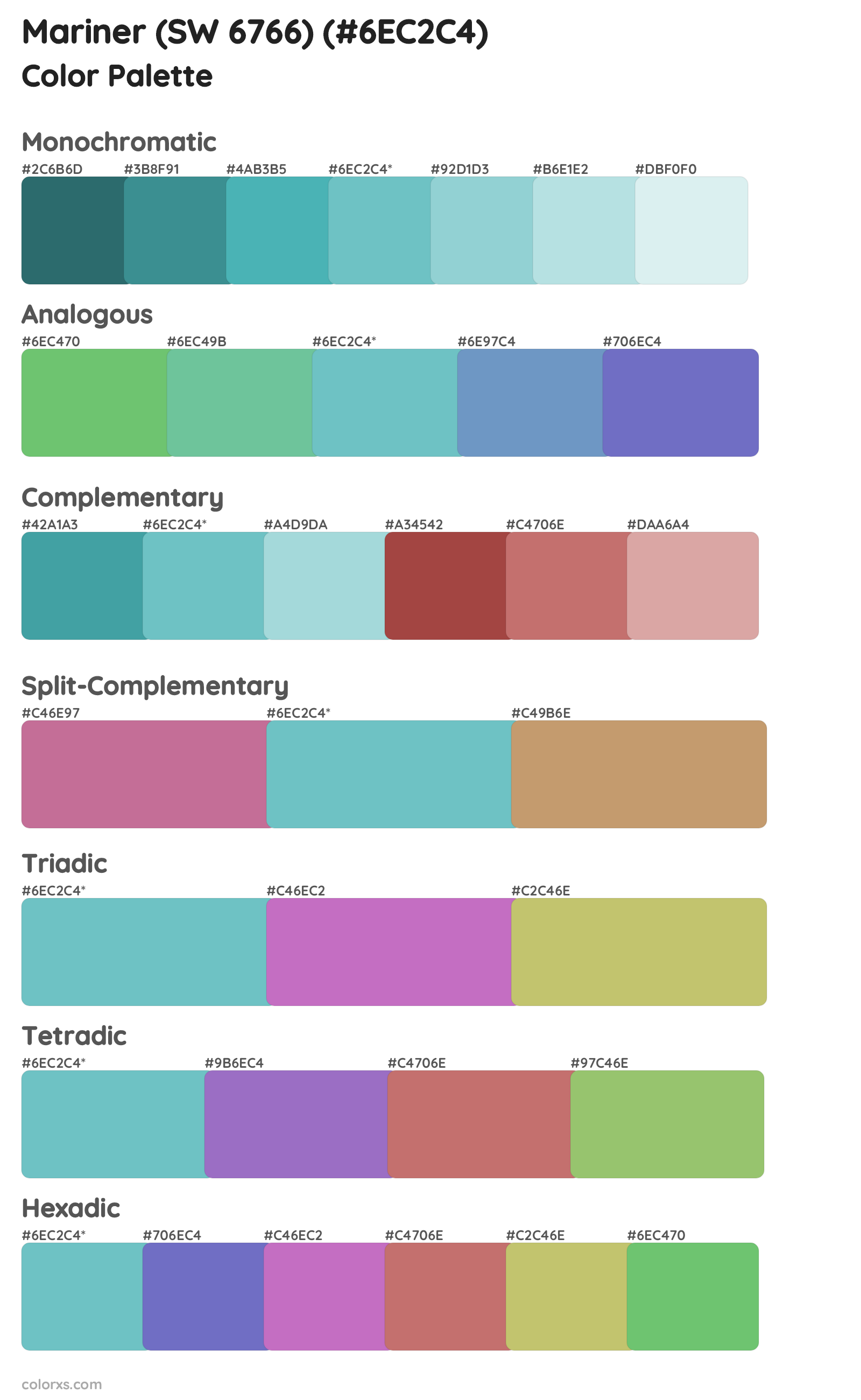 Mariner (SW 6766) Color Scheme Palettes
