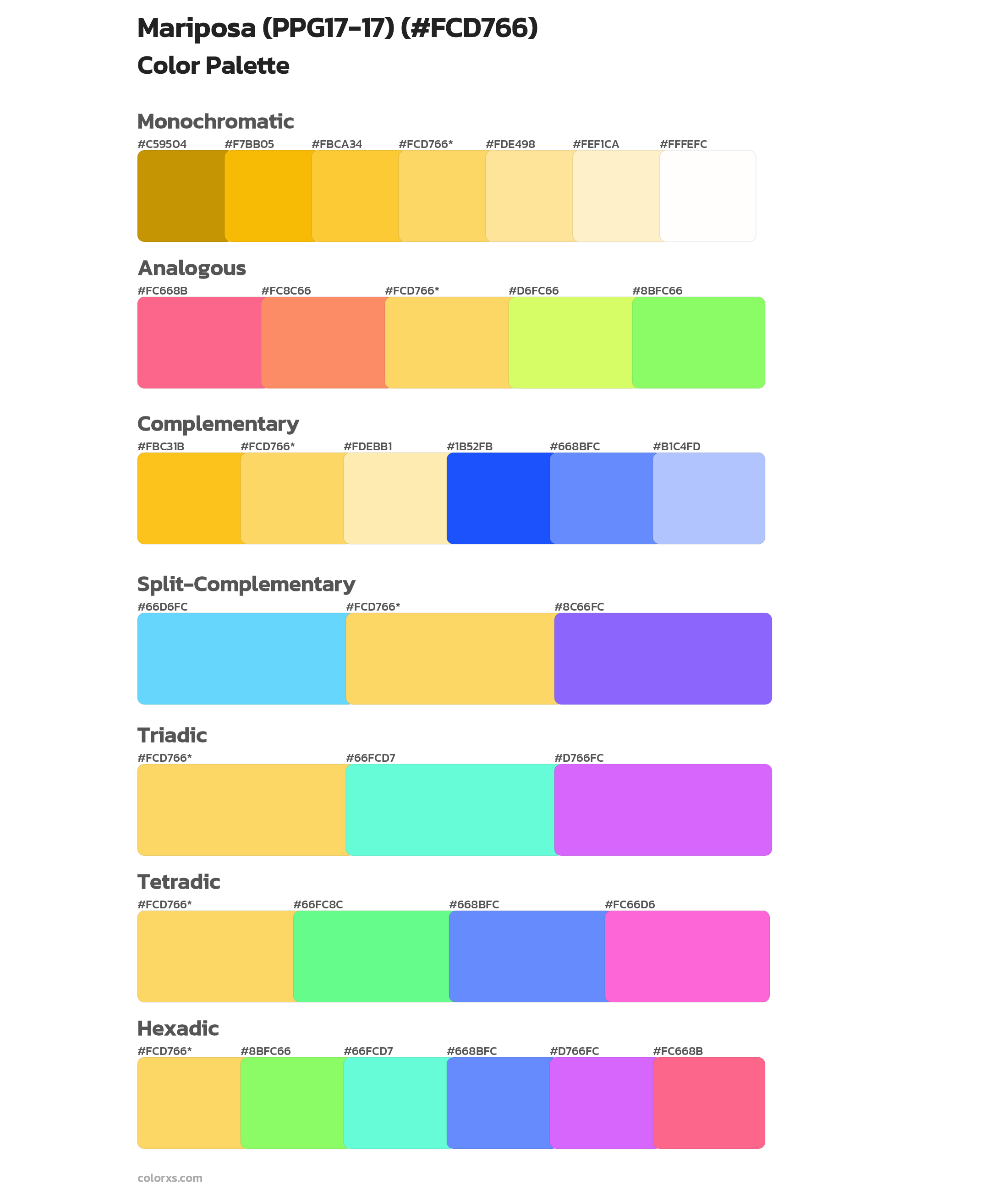 Mariposa (PPG17-17) Color Scheme Palettes