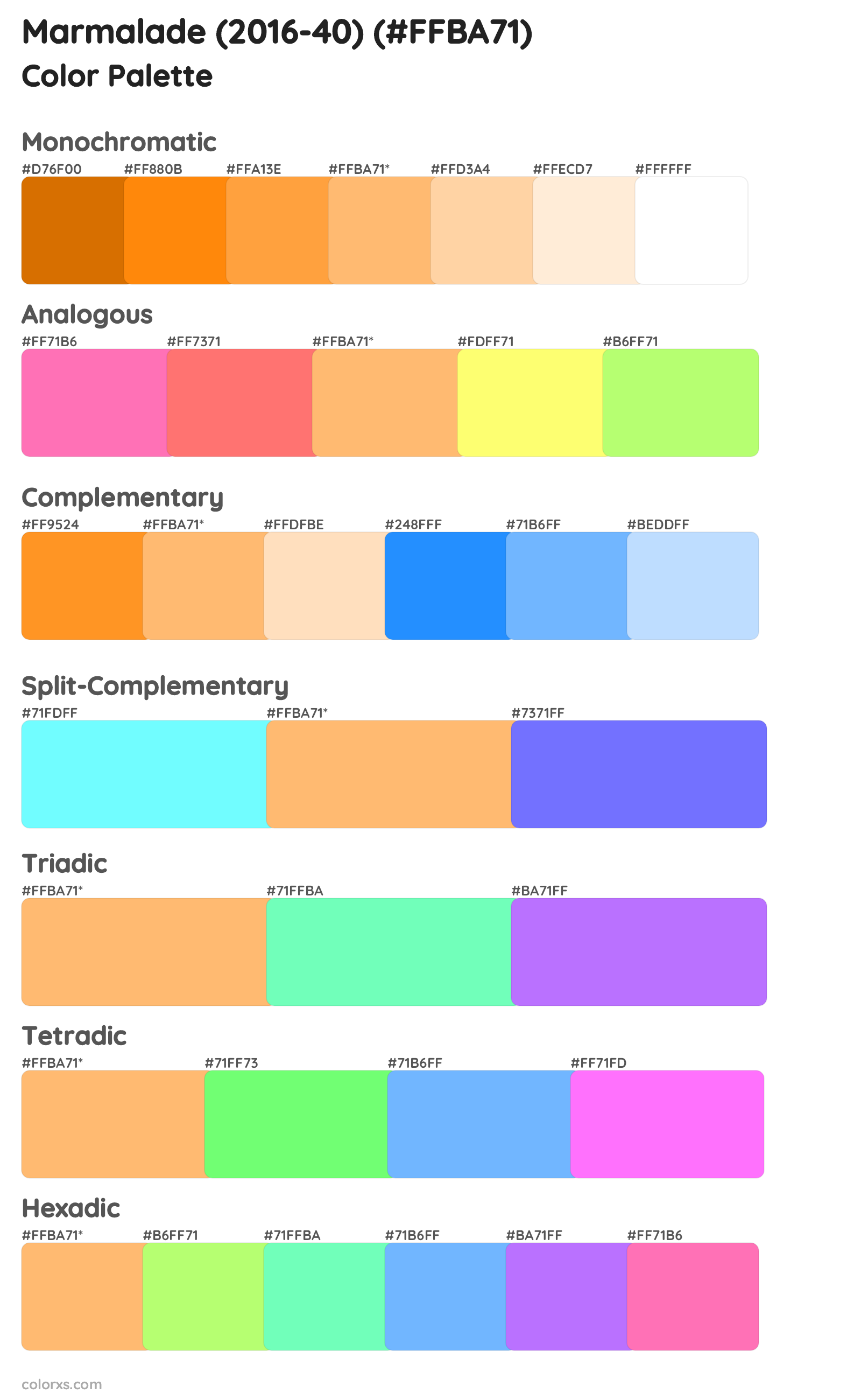 Marmalade (2016-40) Color Scheme Palettes