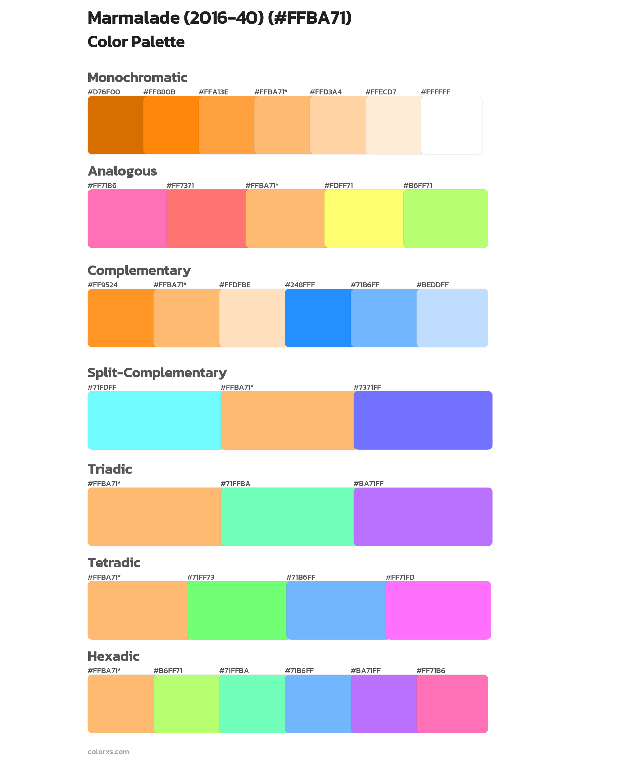 Marmalade (2016-40) Color Scheme Palettes