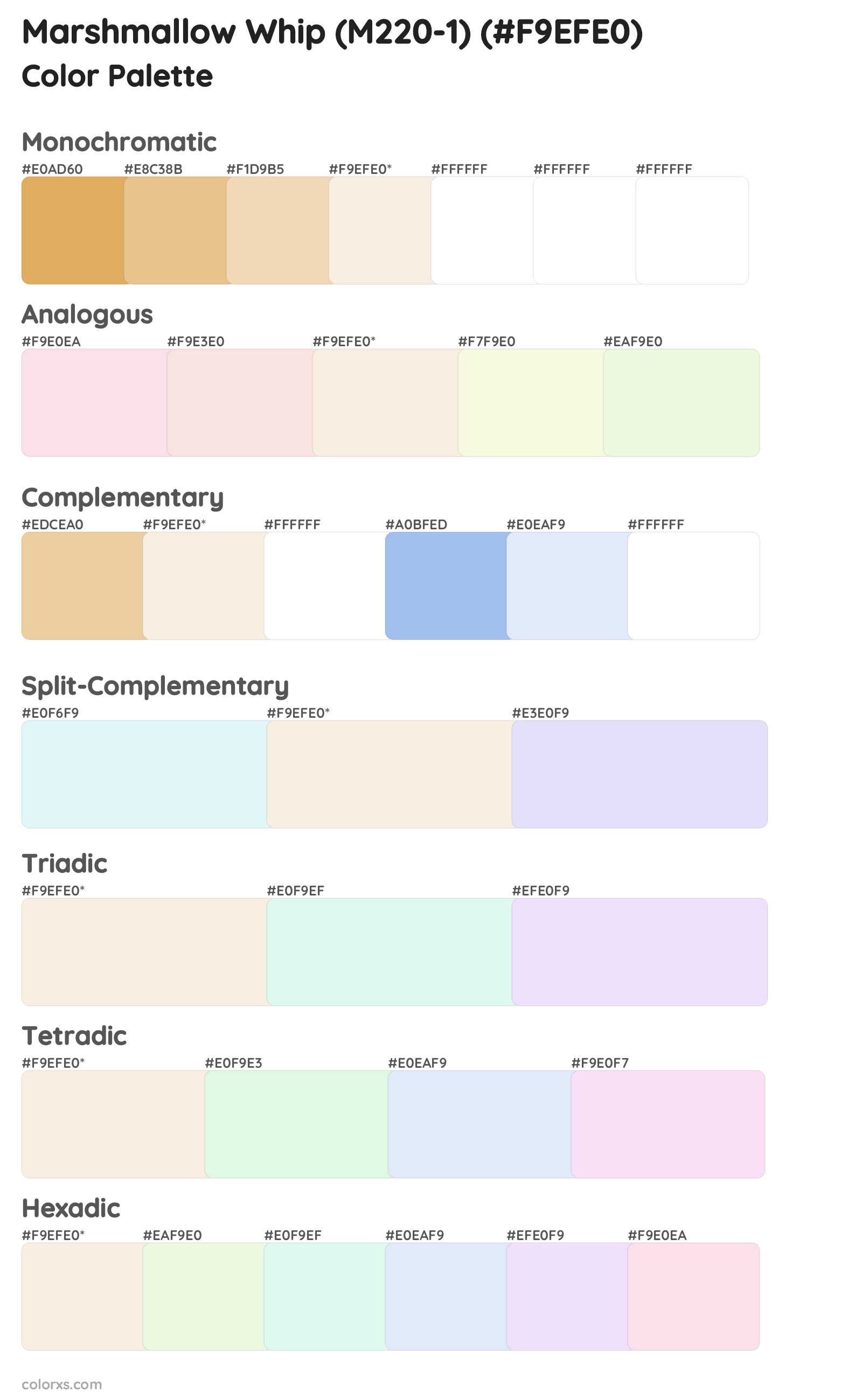Marshmallow Whip (M220-1) Color Scheme Palettes