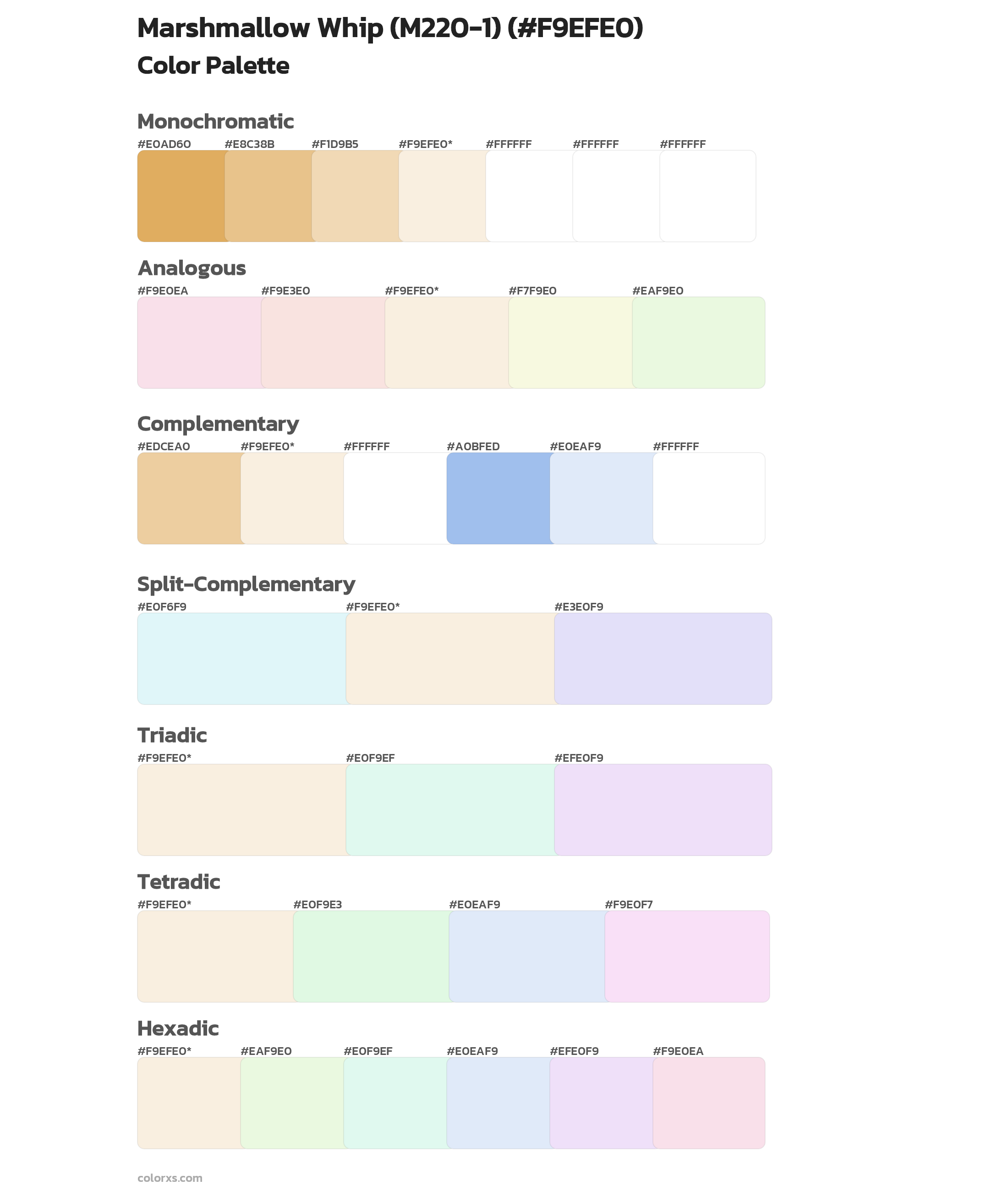Marshmallow Whip (M220-1) Color Scheme Palettes