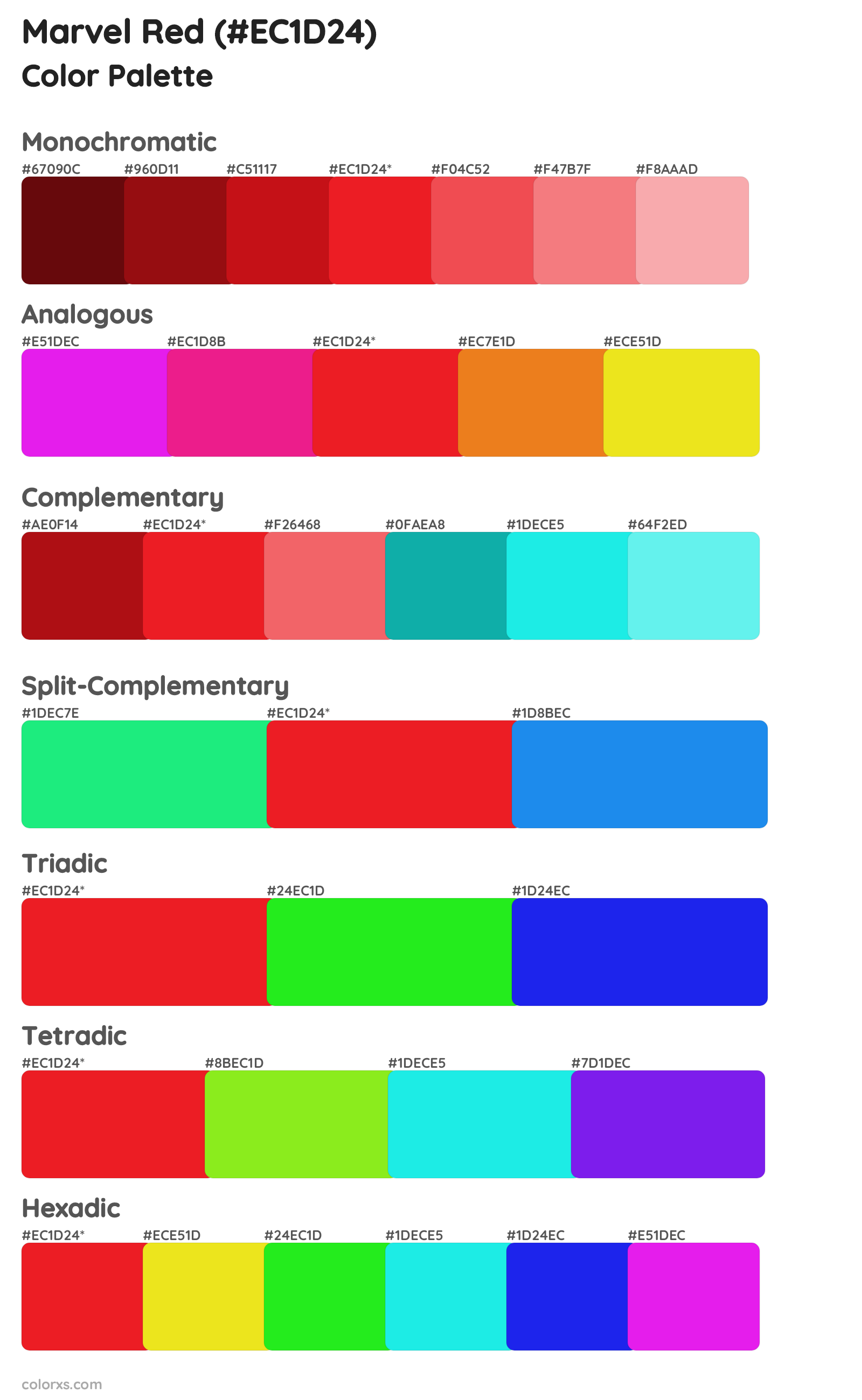 Marvel Red Color Scheme Palettes