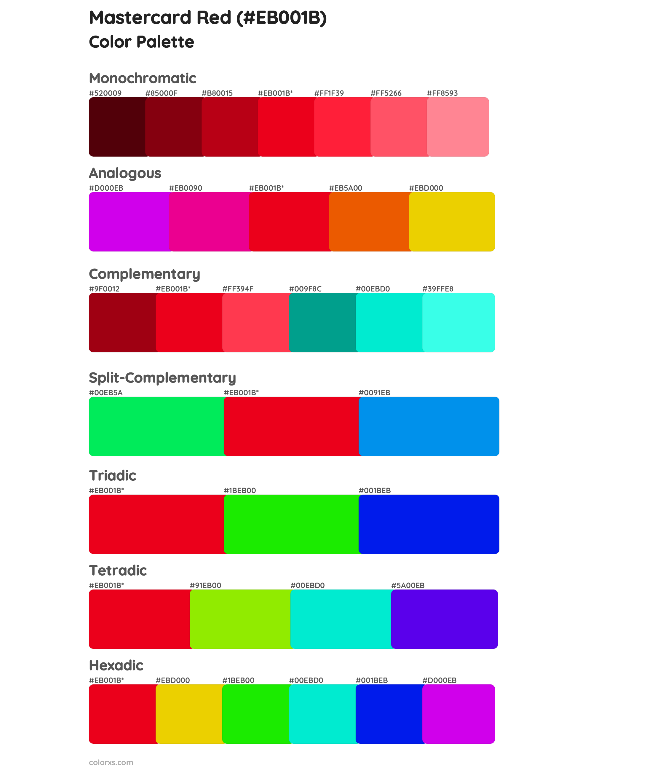 Mastercard Red Color Scheme Palettes