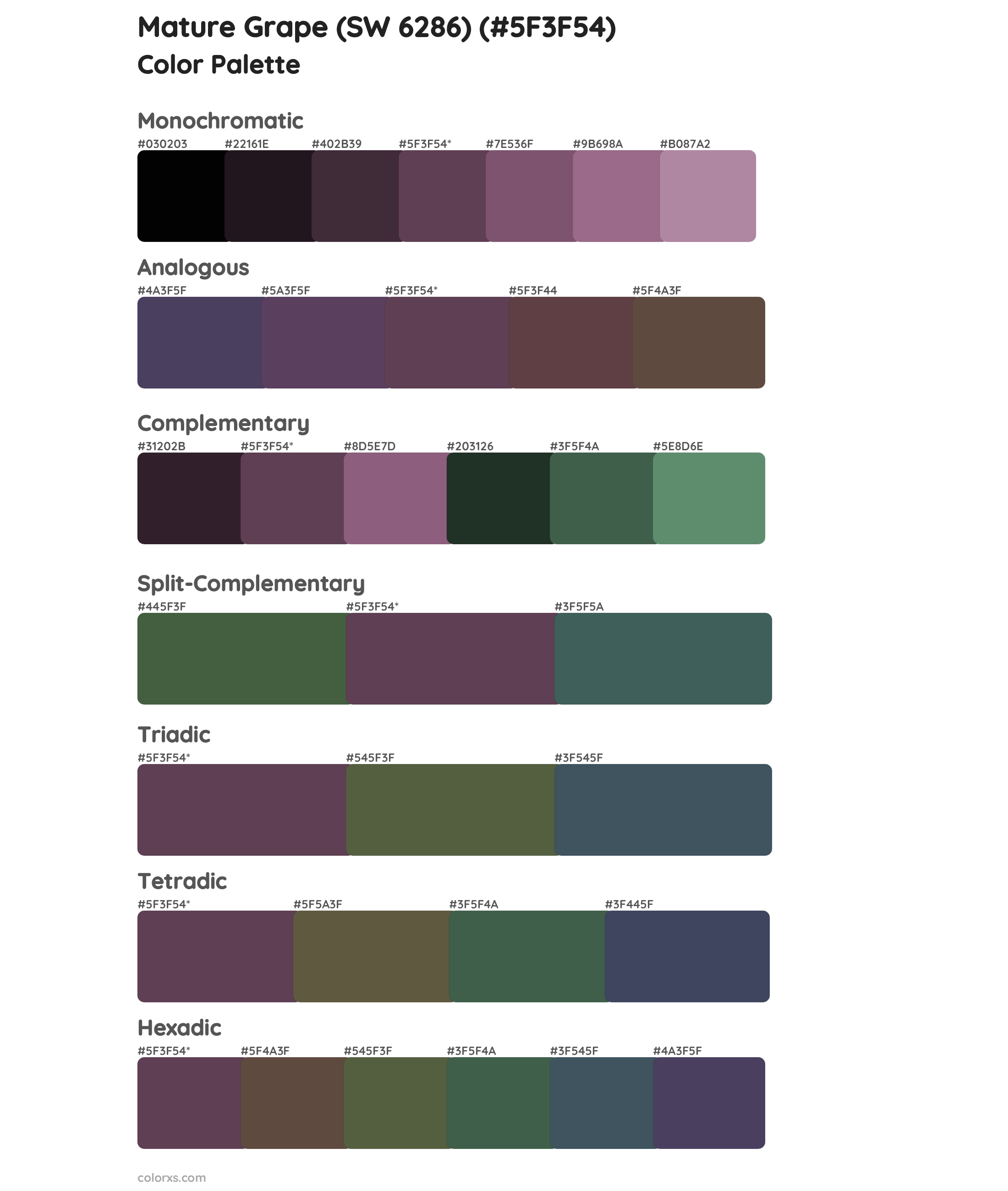 Mature Grape (SW 6286) Color Scheme Palettes