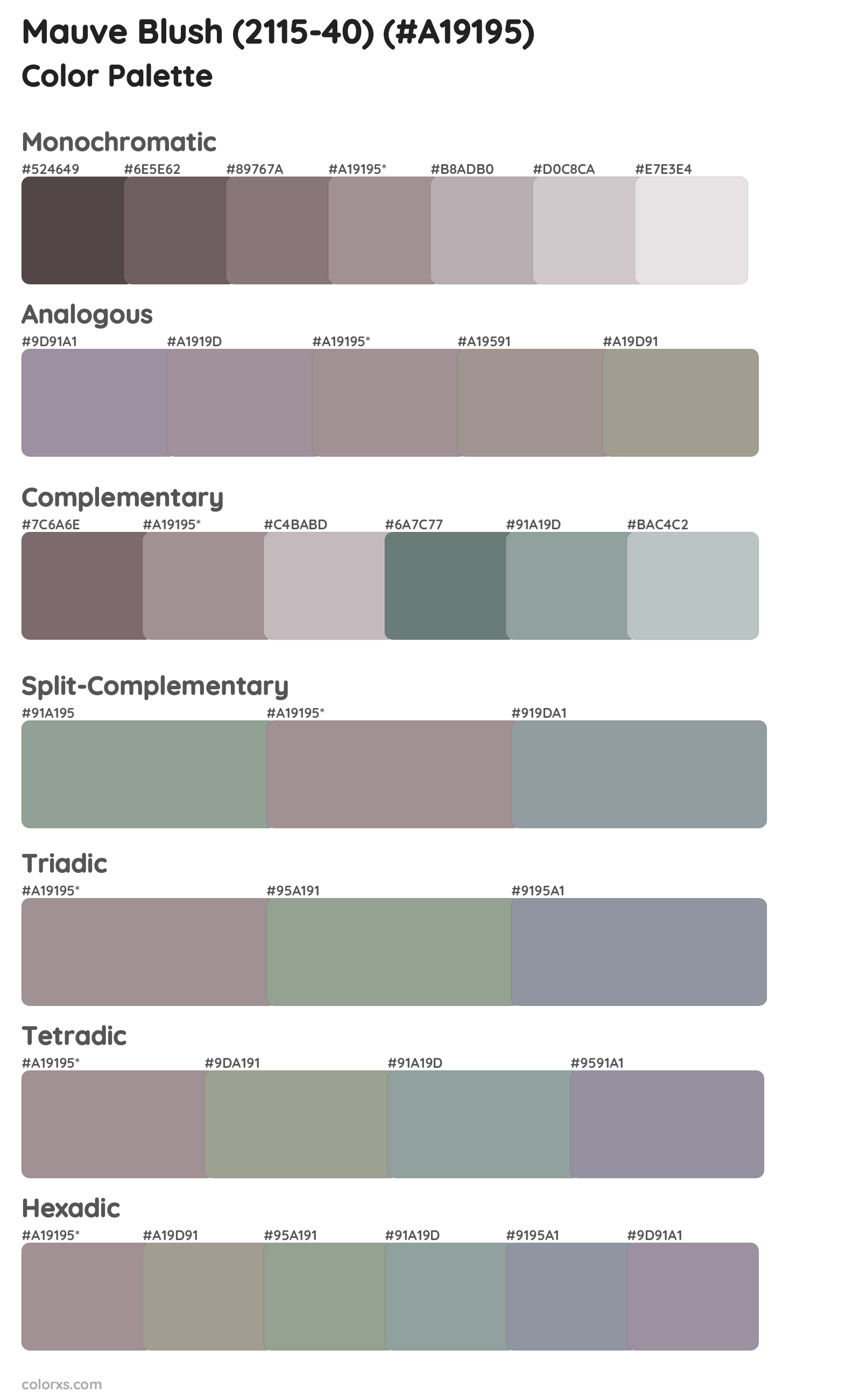Mauve Blush (2115-40) Color Scheme Palettes