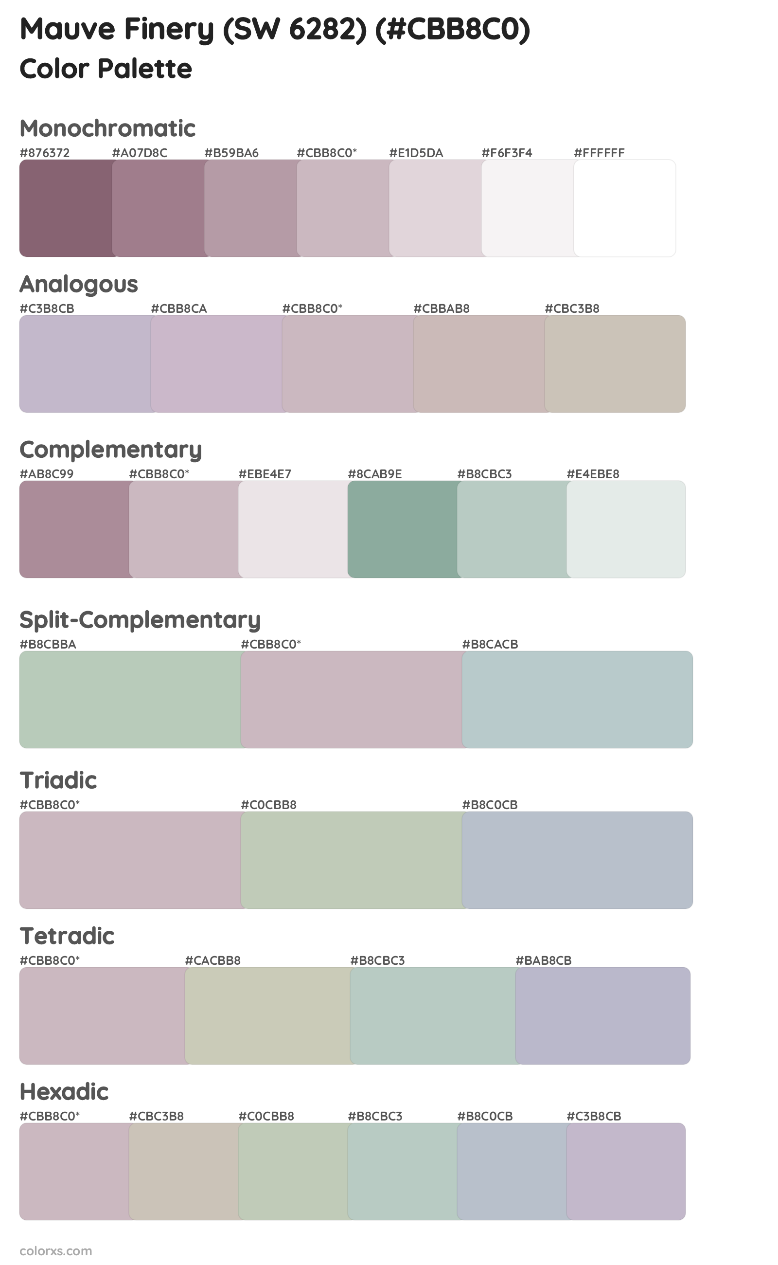 Mauve Finery (SW 6282) Color Scheme Palettes