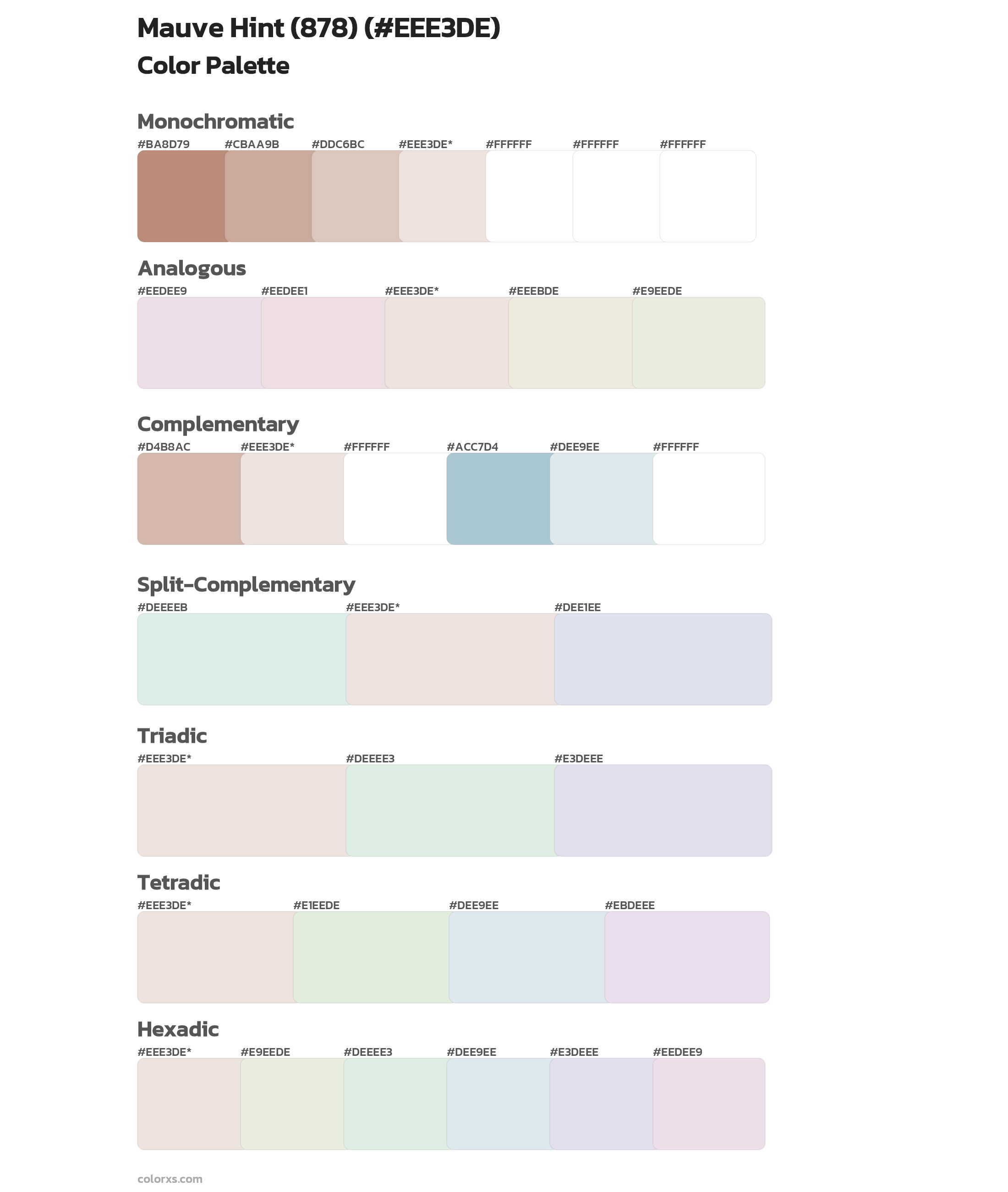 Mauve Hint (878) Color Scheme Palettes