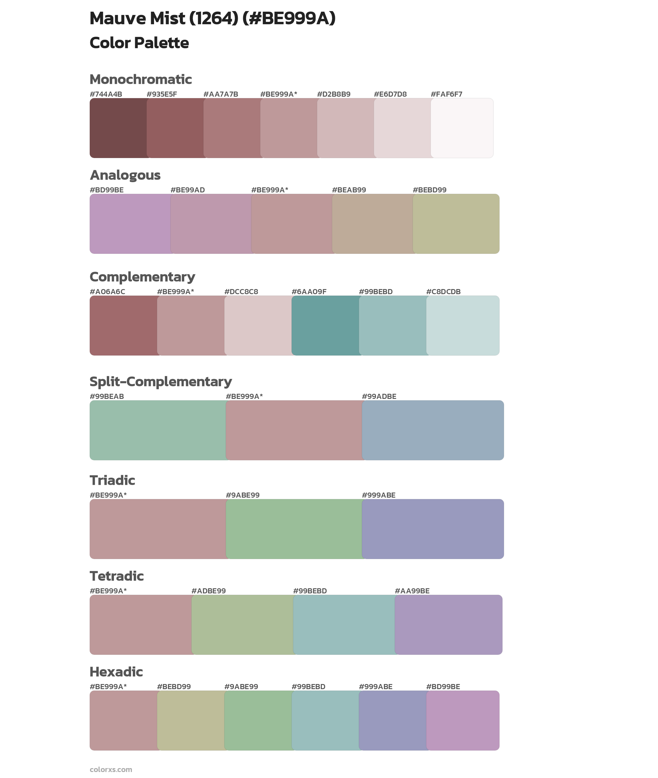 Mauve Mist (1264) Color Scheme Palettes
