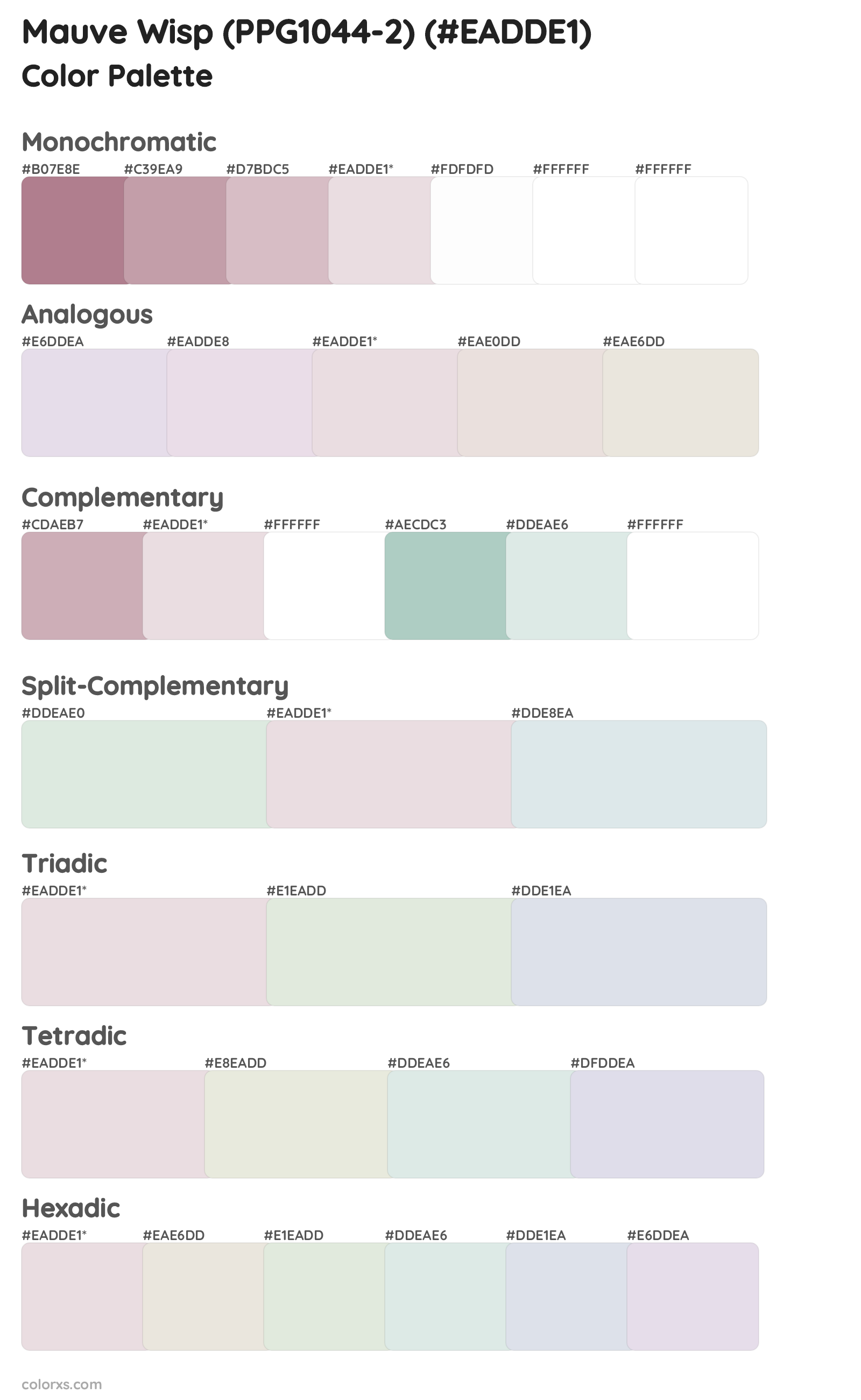 Mauve Wisp (PPG1044-2) Color Scheme Palettes