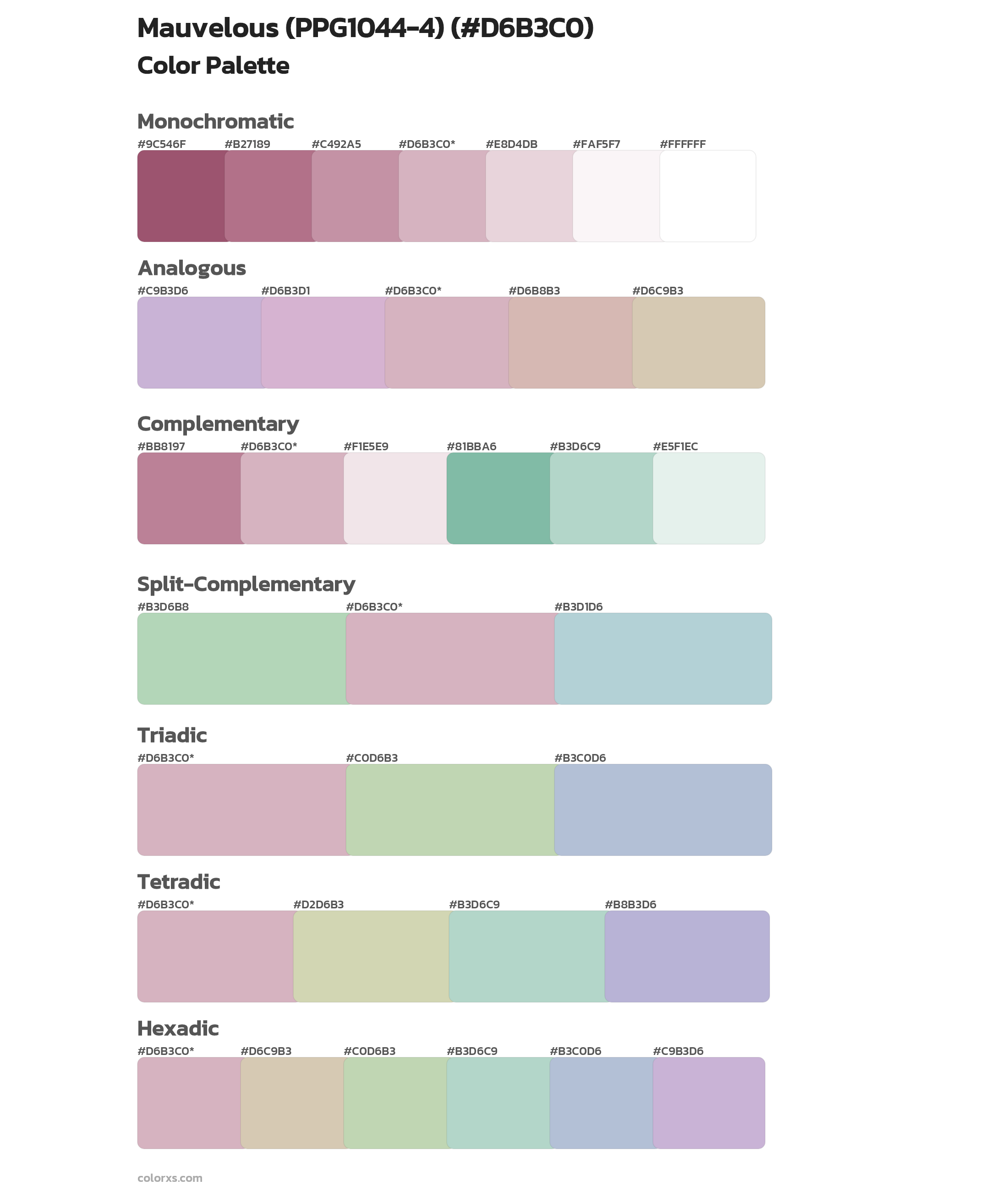 Mauvelous (PPG1044-4) Color Scheme Palettes