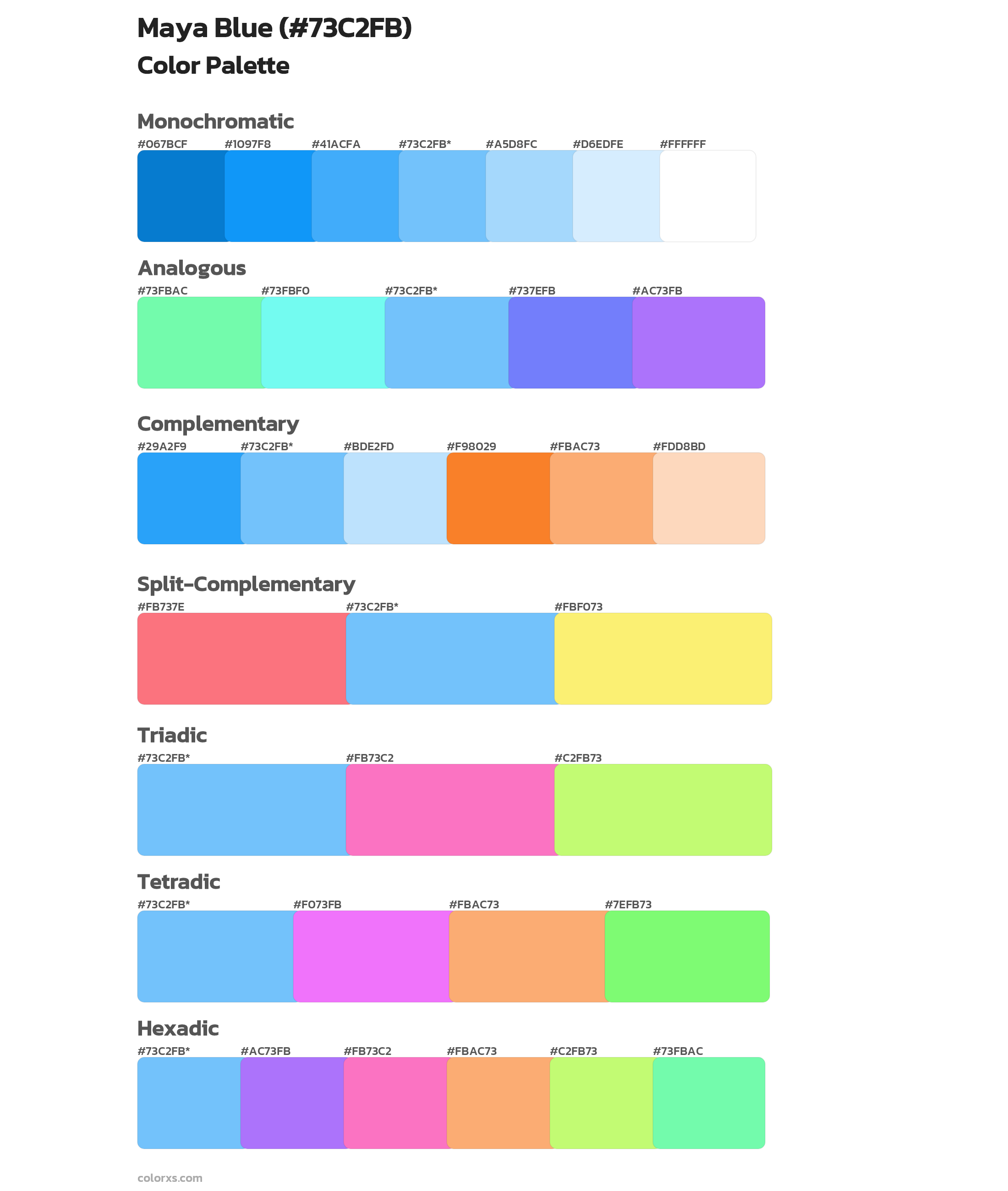 Maya Blue color palettes - colorxs.com