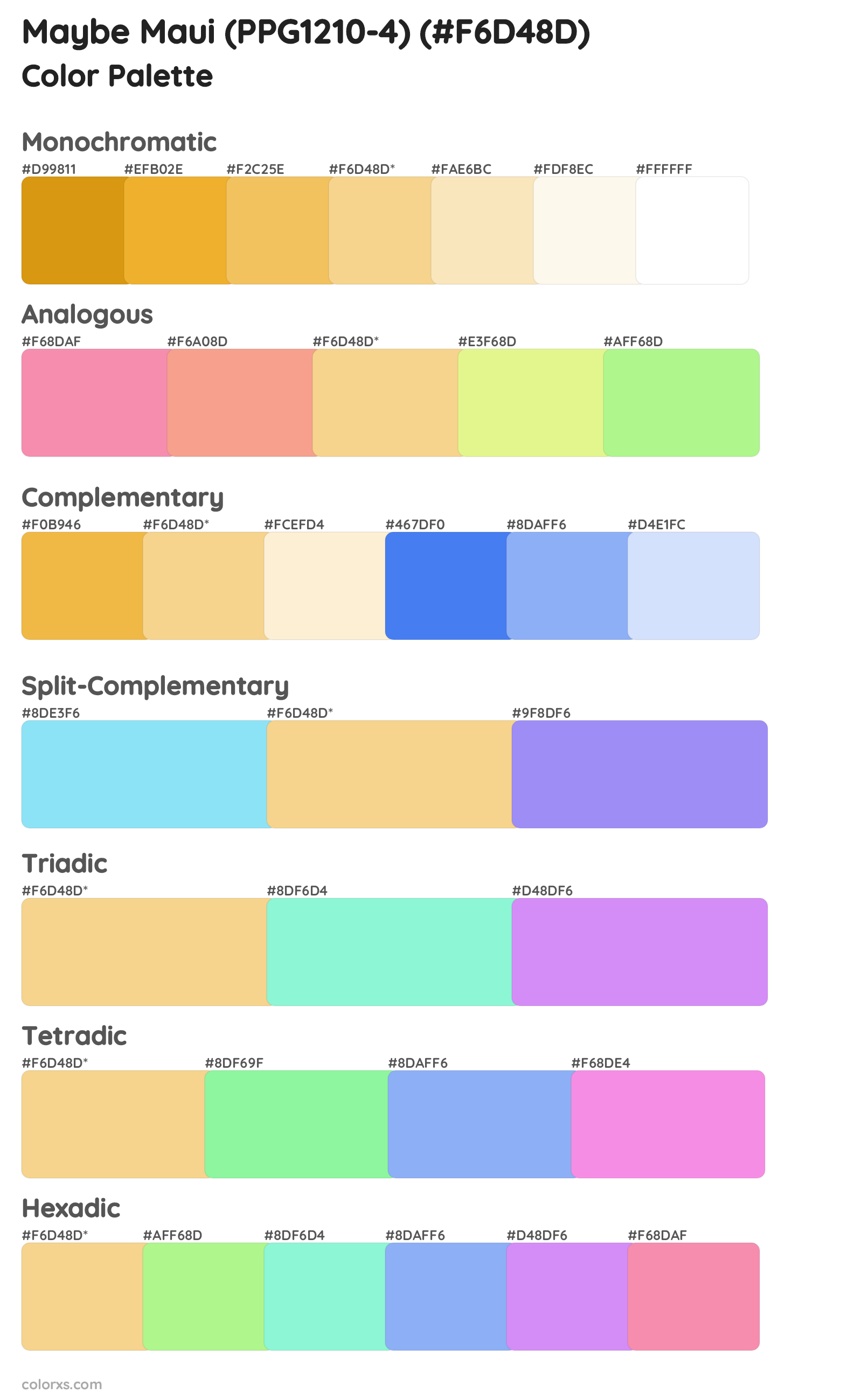 Maybe Maui (PPG1210-4) Color Scheme Palettes