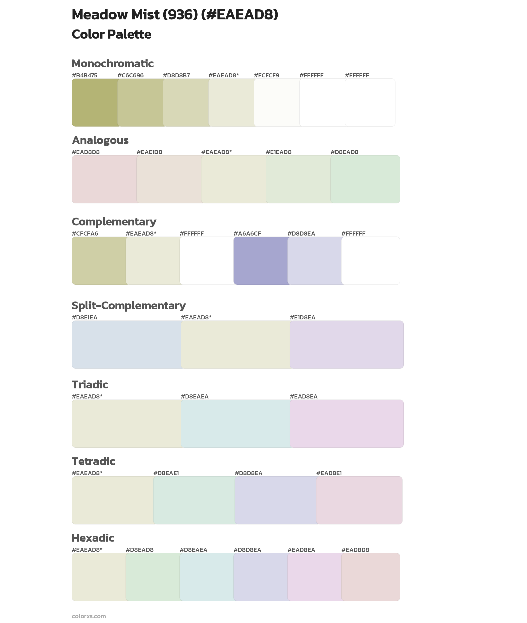 Meadow Mist (936) Color Scheme Palettes