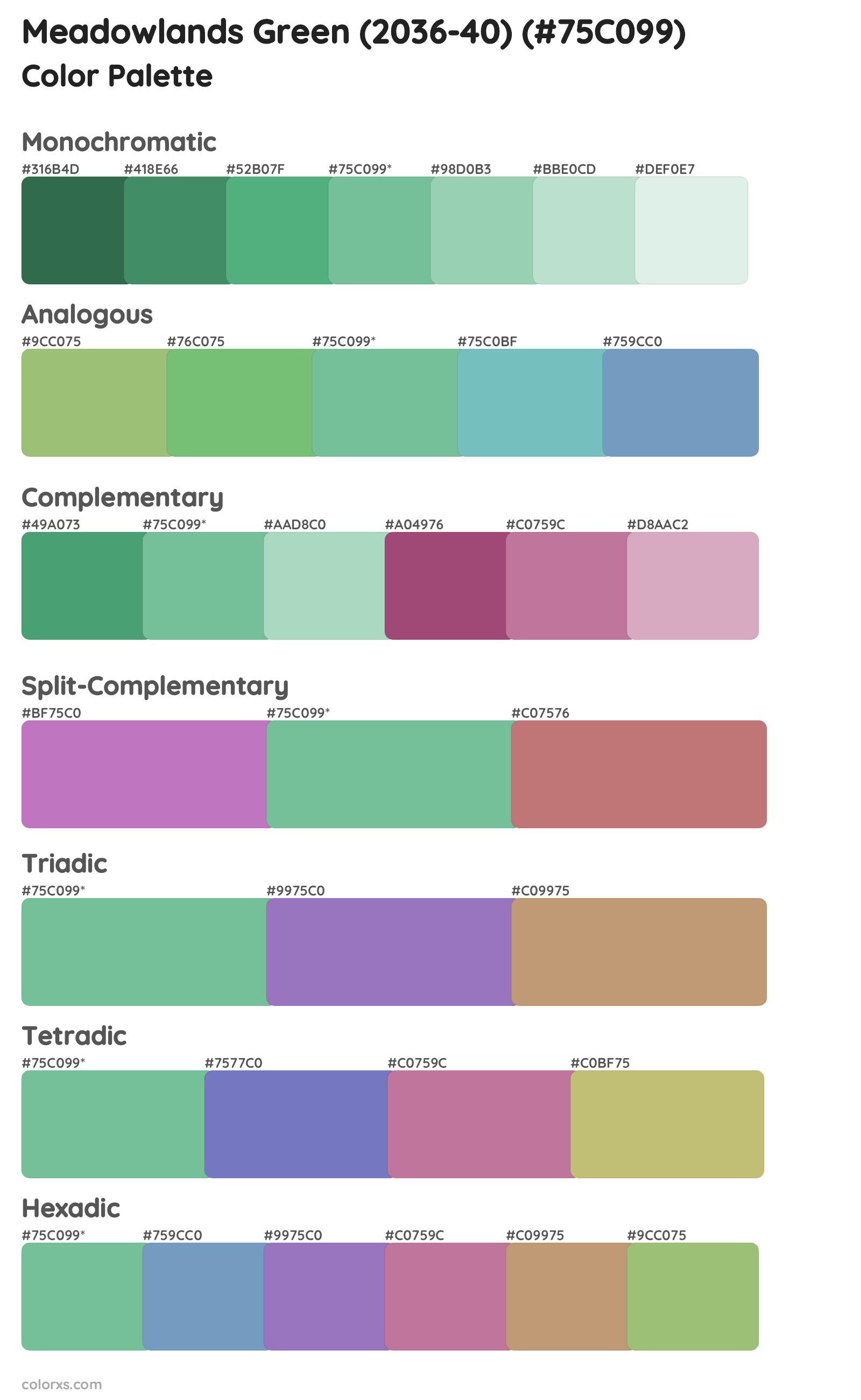 Meadowlands Green (2036-40) Color Scheme Palettes