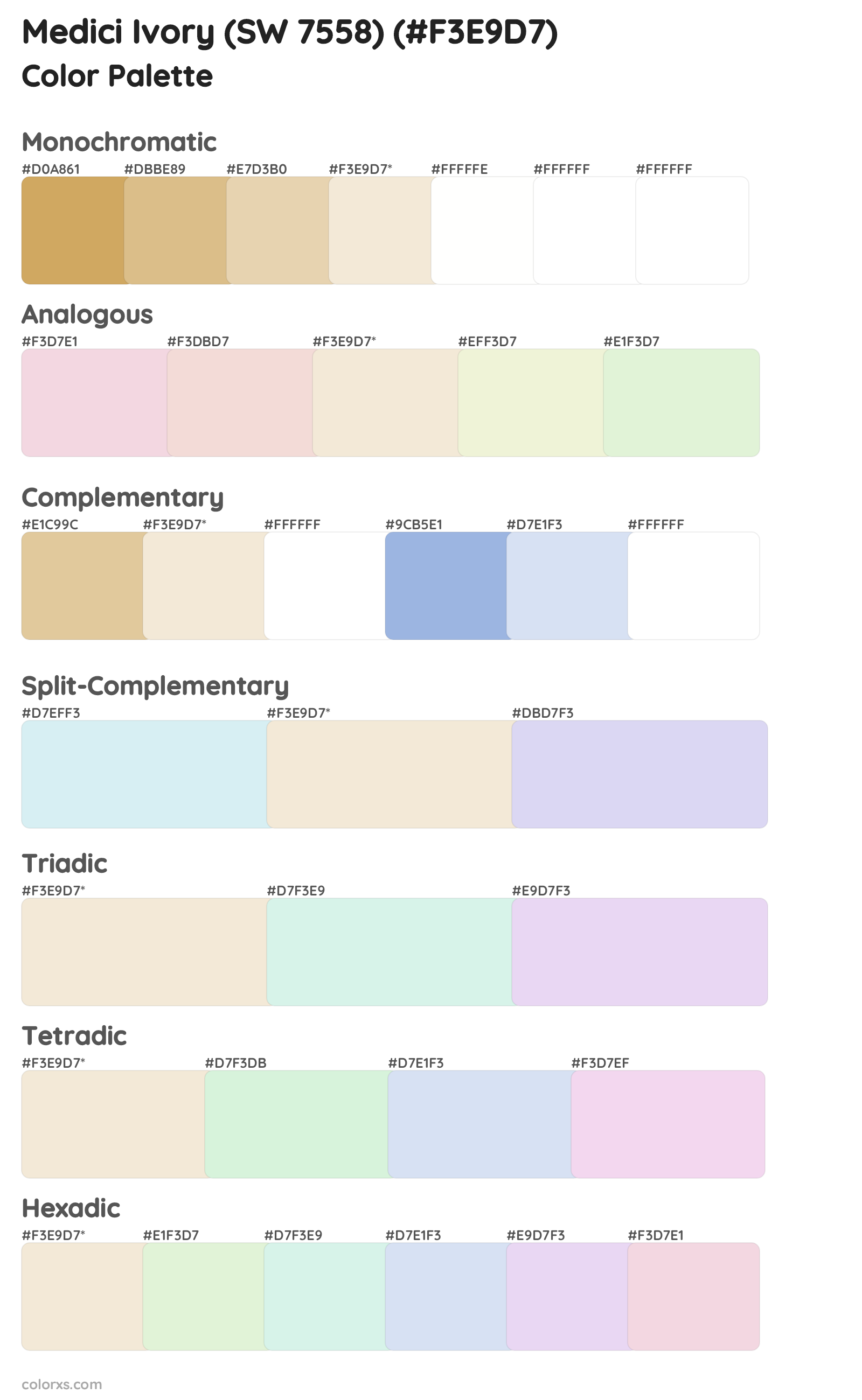 Medici Ivory (SW 7558) Color Scheme Palettes