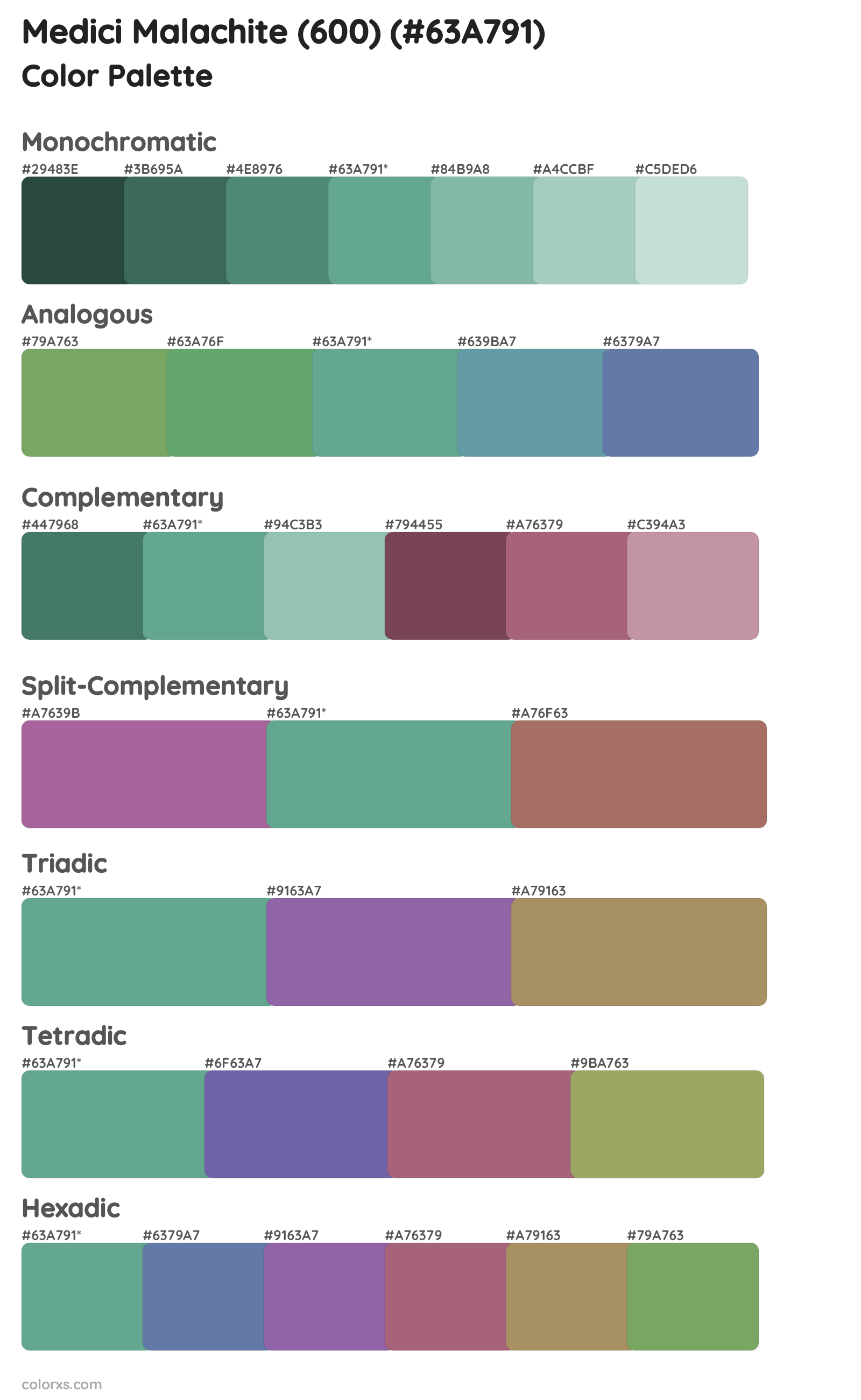 Medici Malachite (600) Color Scheme Palettes