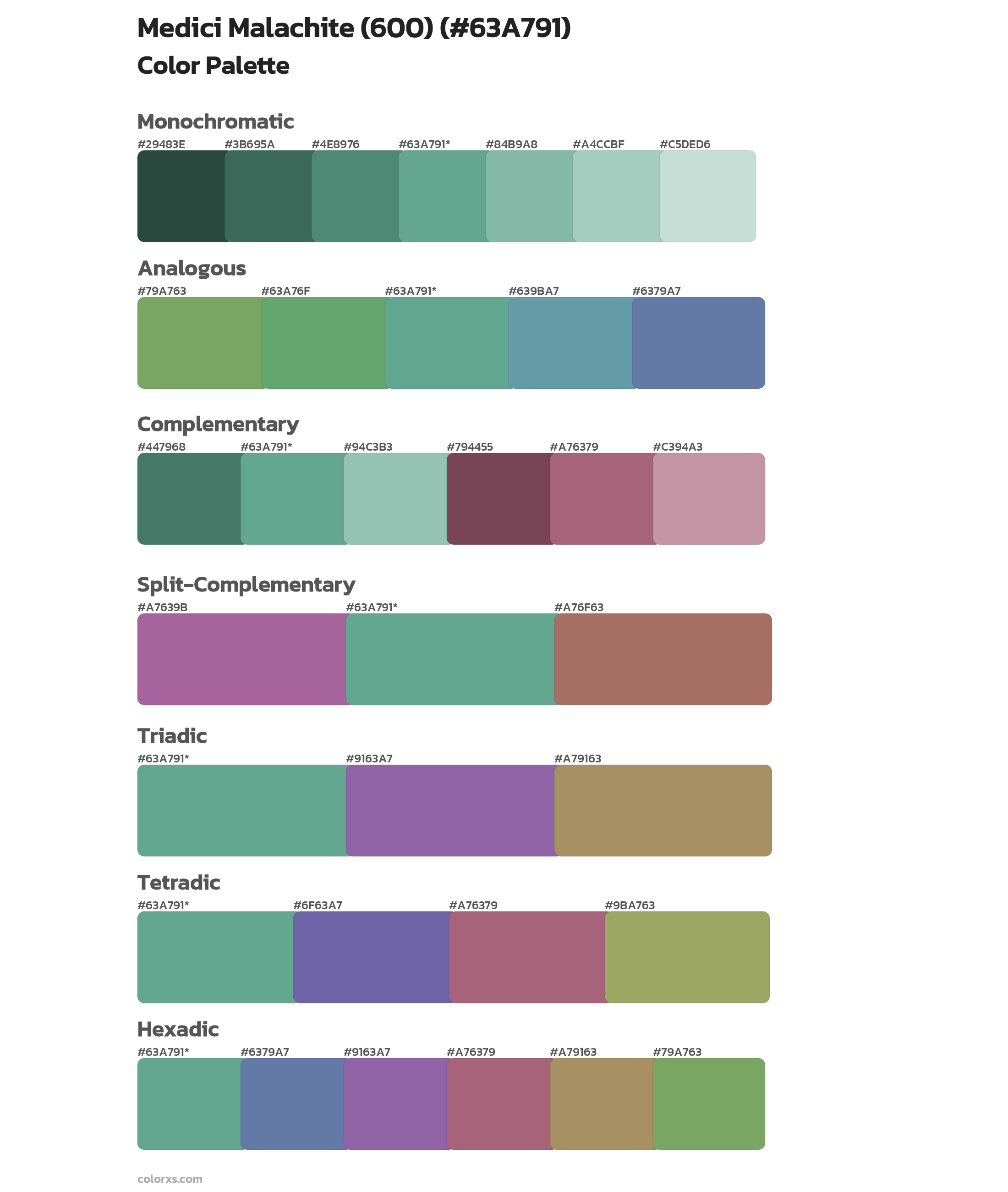 Medici Malachite (600) Color Scheme Palettes