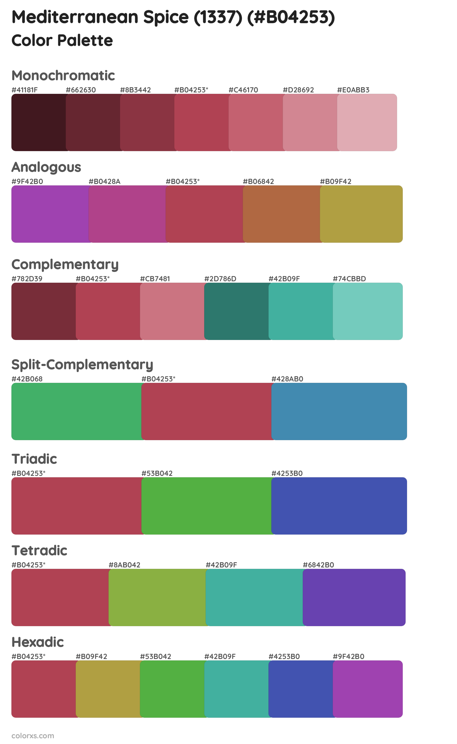 Mediterranean Spice (1337) Color Scheme Palettes