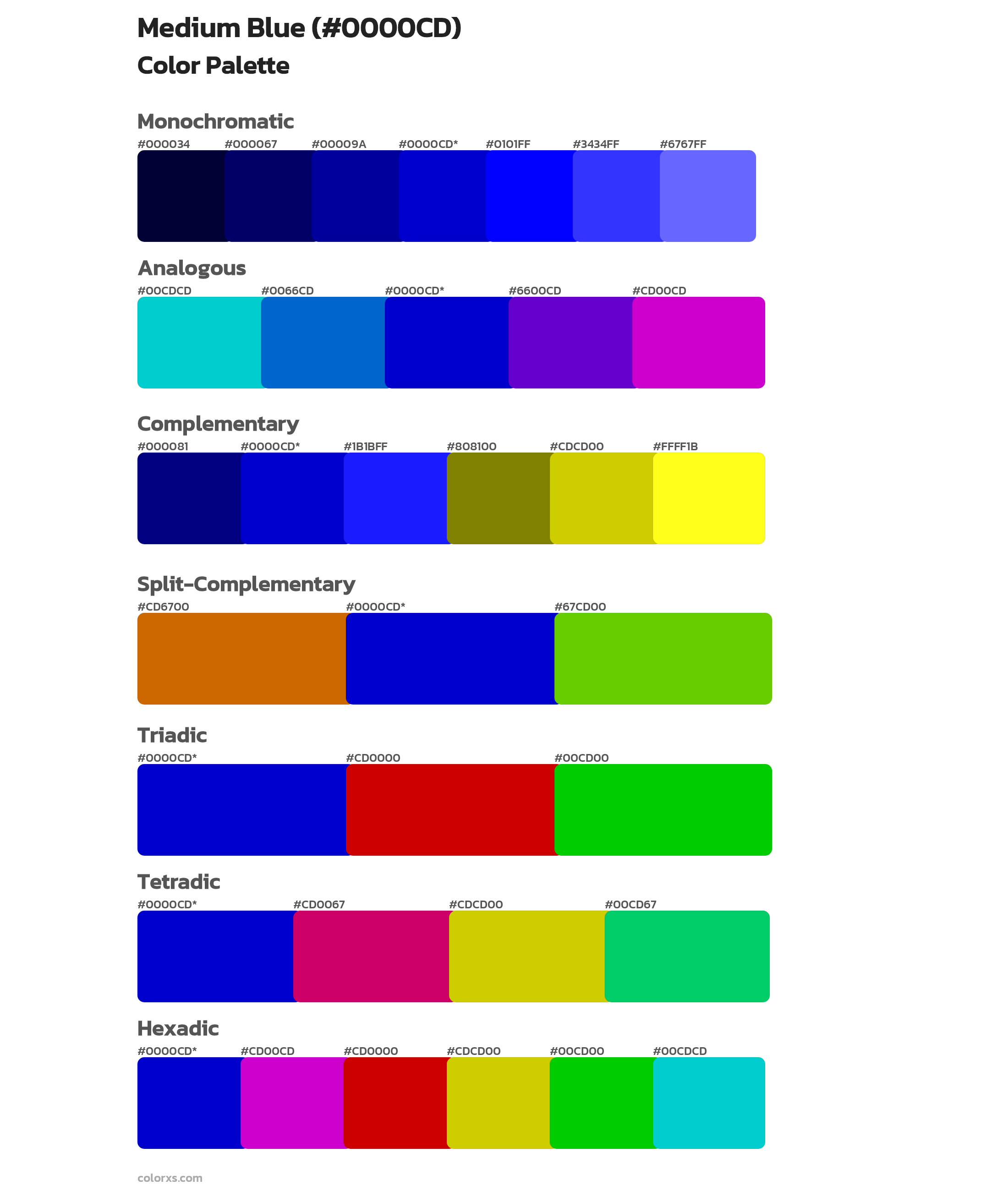 Medium Blue Color Scheme Palettes
