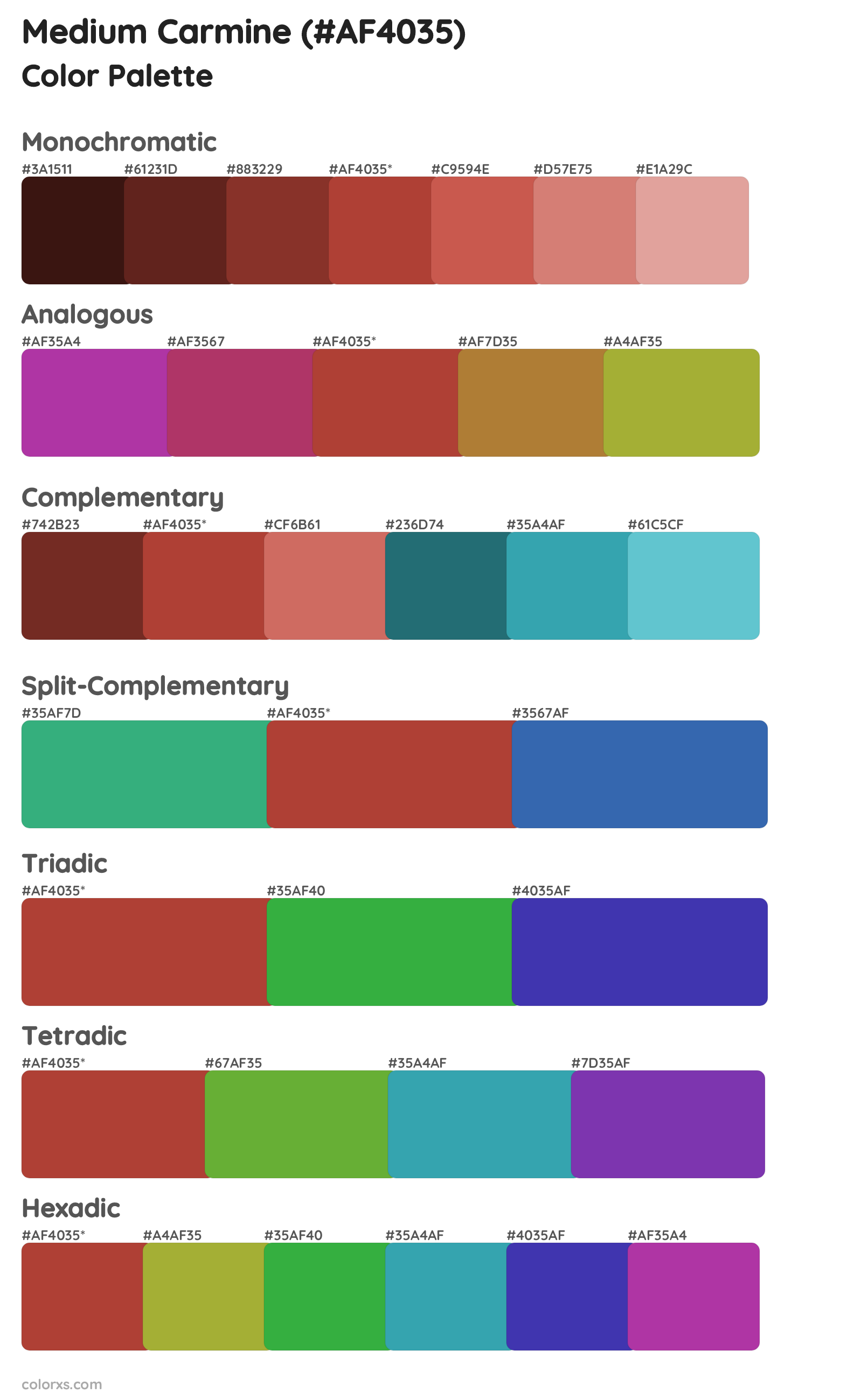 Medium Carmine Color Scheme Palettes