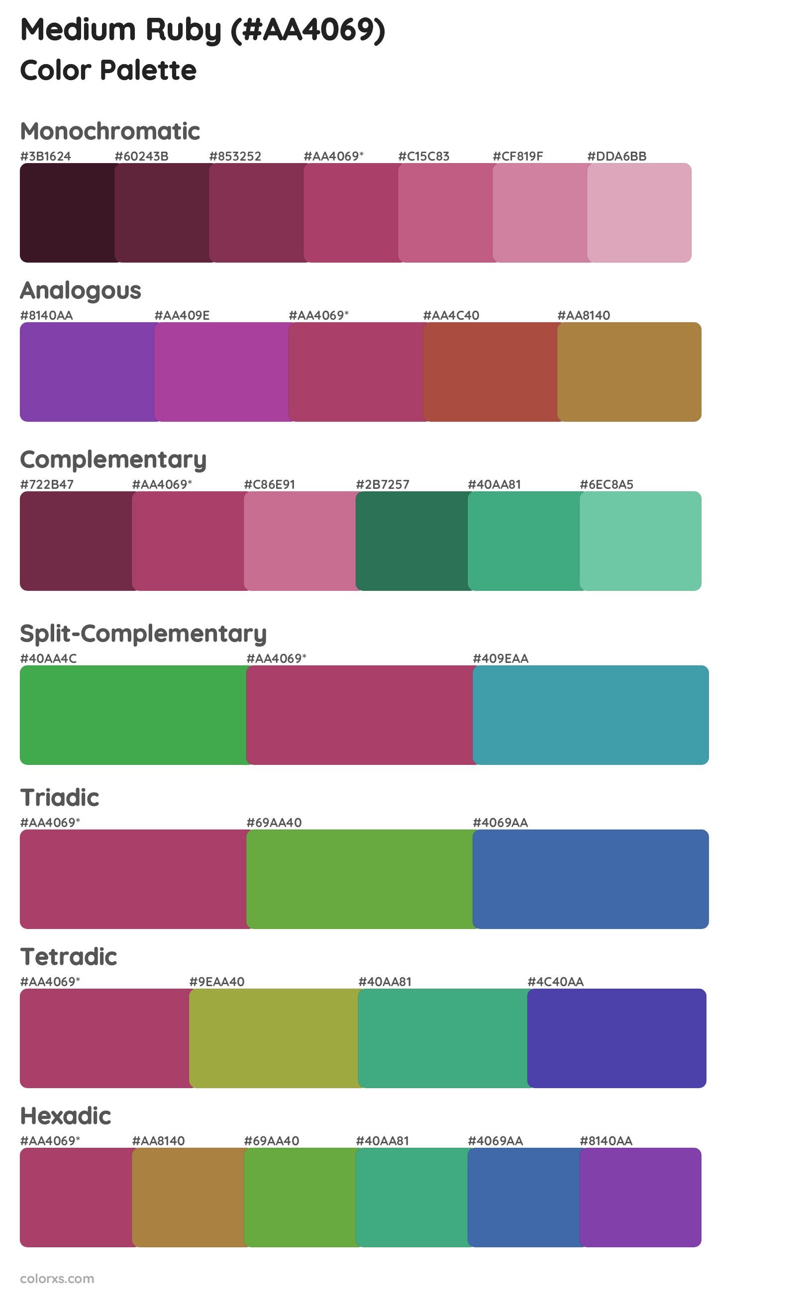 Medium Ruby Color Scheme Palettes