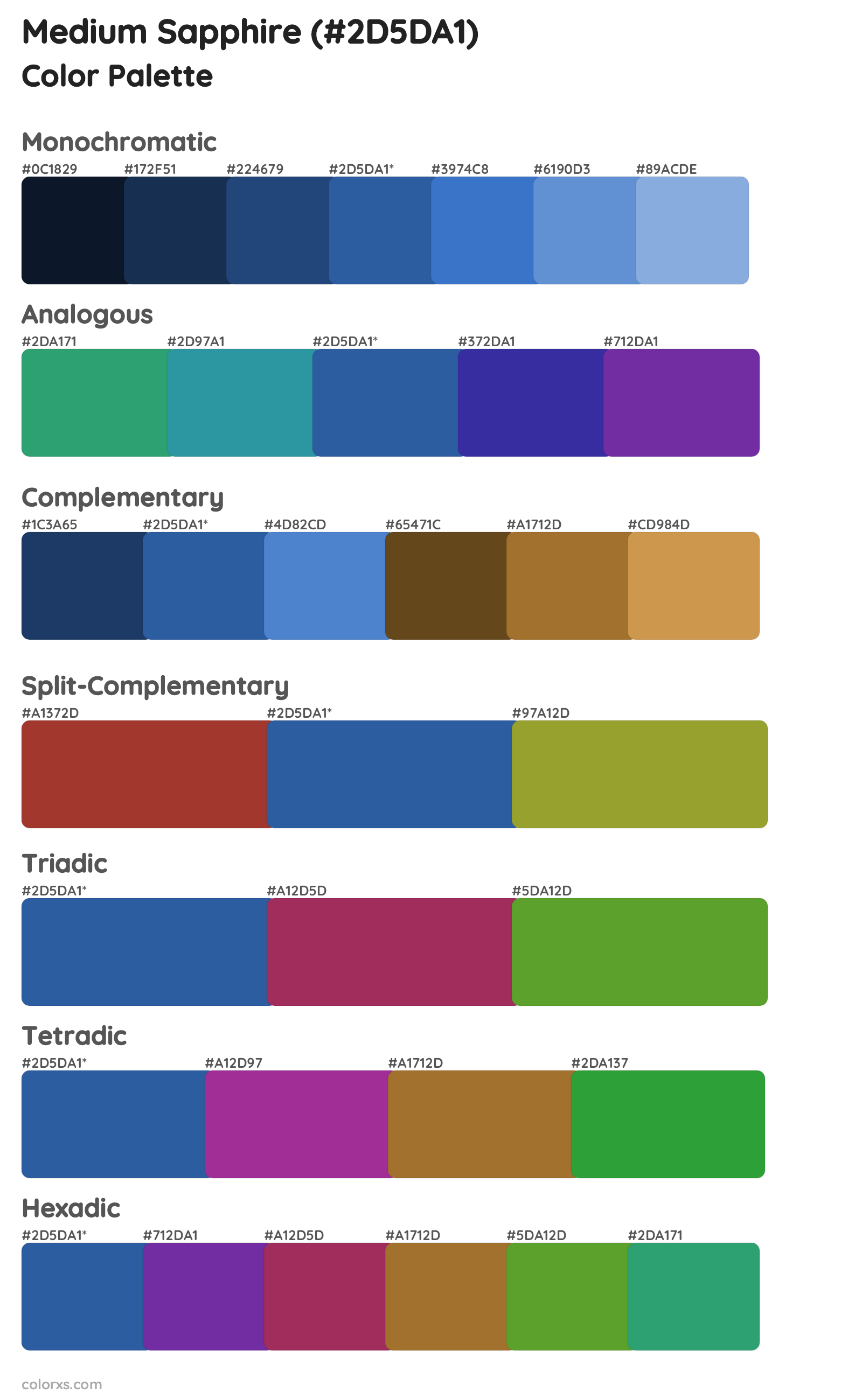 Medium Sapphire Color Scheme Palettes