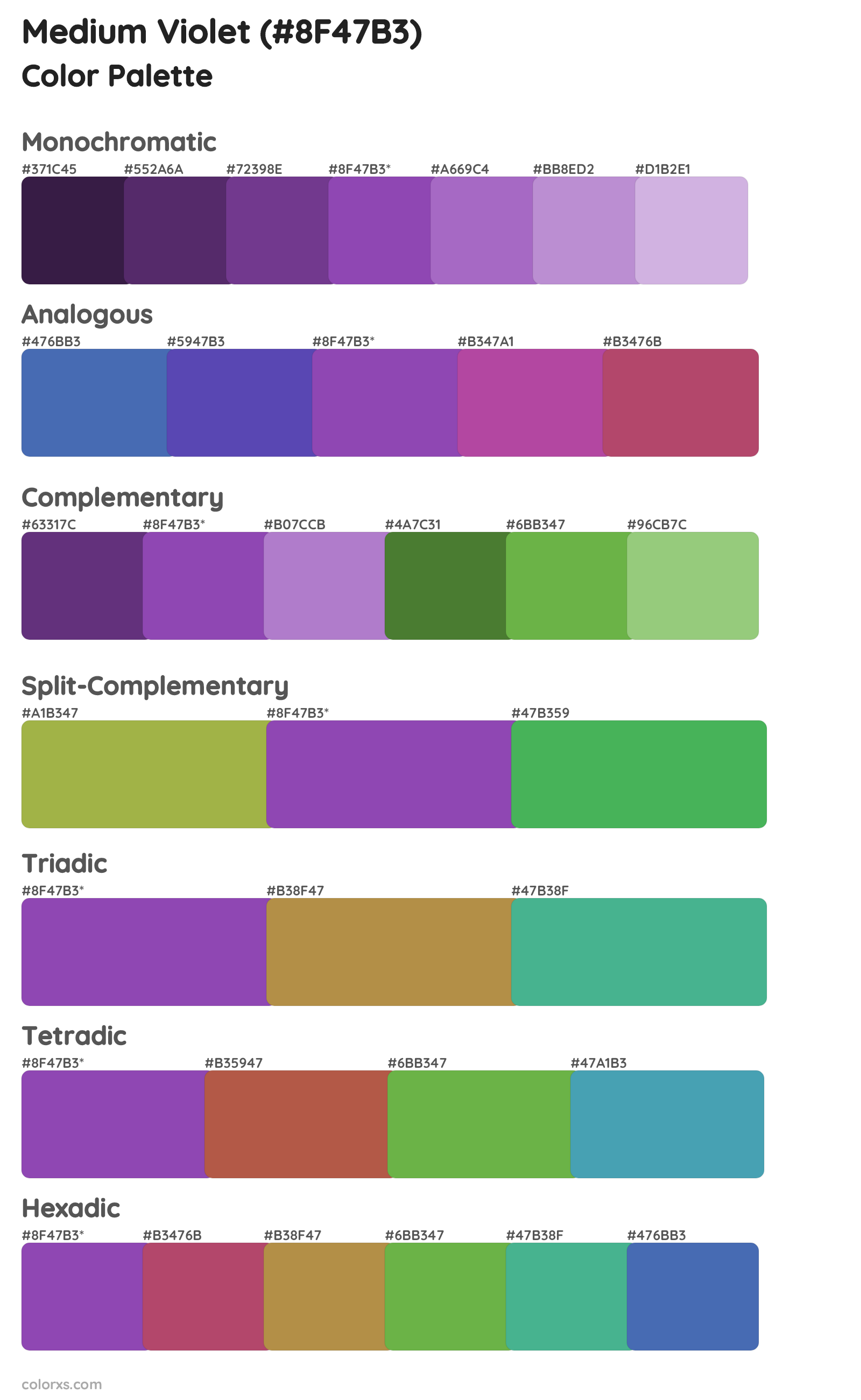 Medium Violet Color Scheme Palettes