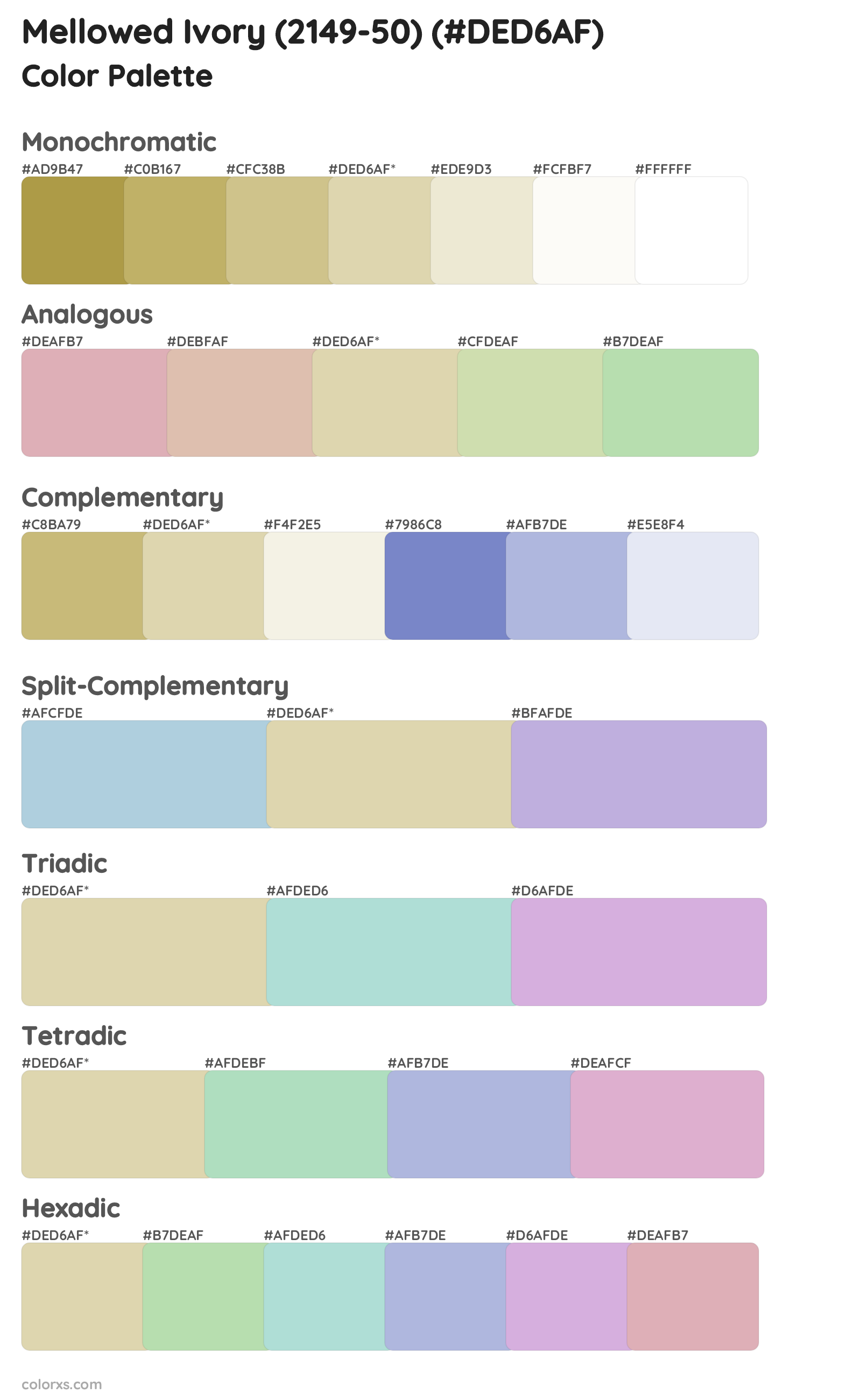 Mellowed Ivory (2149-50) Color Scheme Palettes